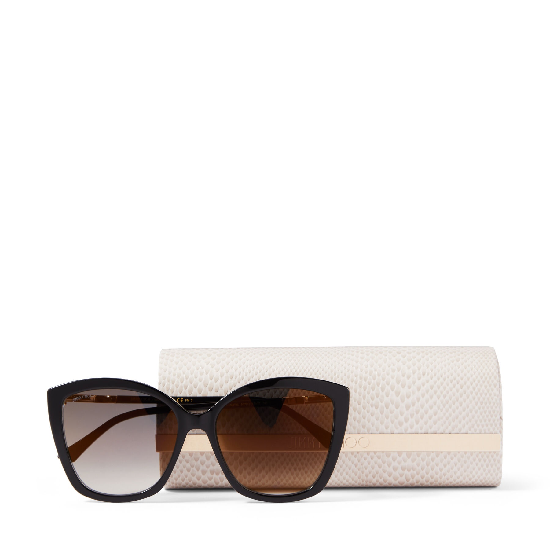 Nat
Black Cat-Eye Sunglasses with Swarovski Crystals - 4