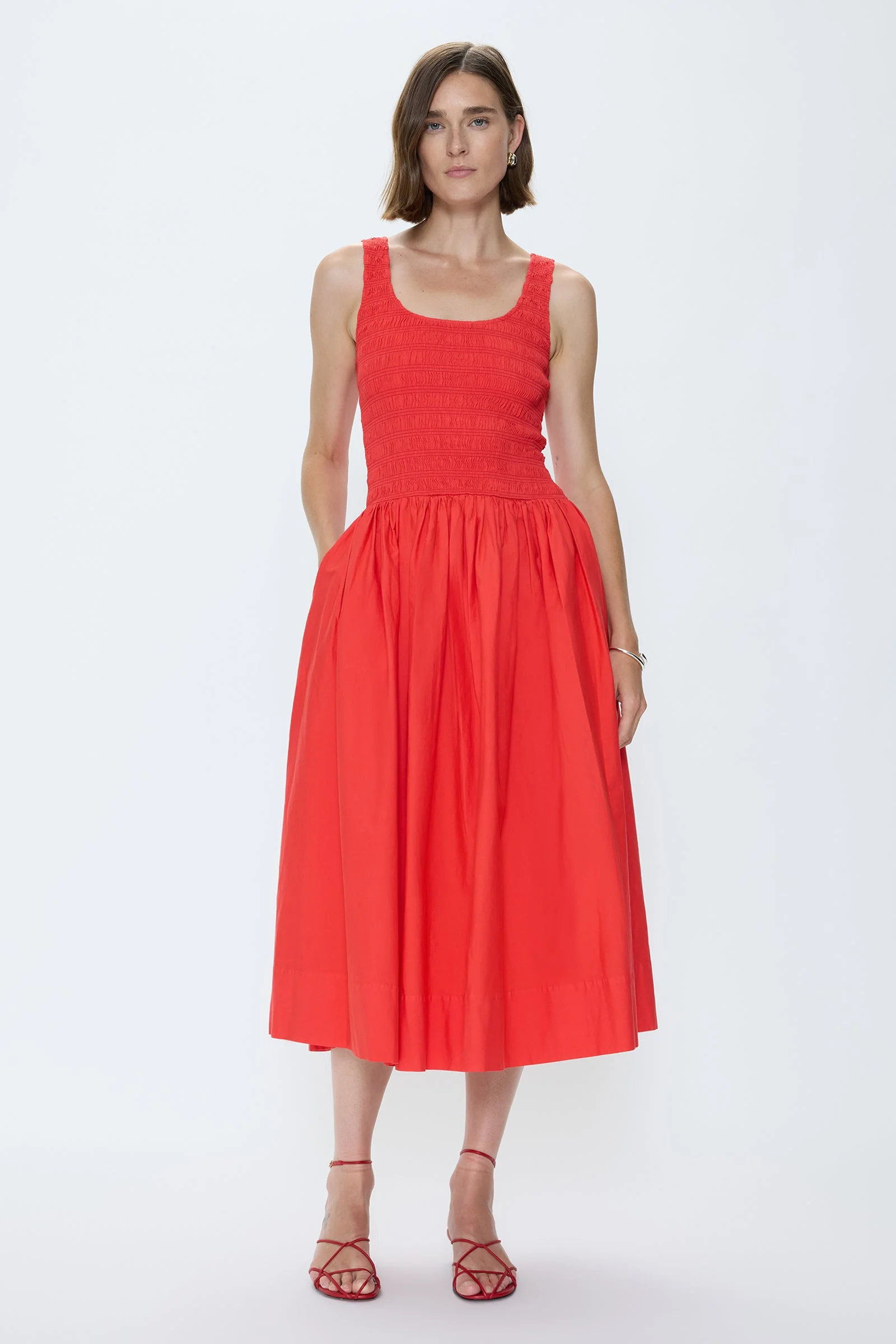 ALESSIA SMOCKED DROP WAIST DRESS - MARASCHINO - 1