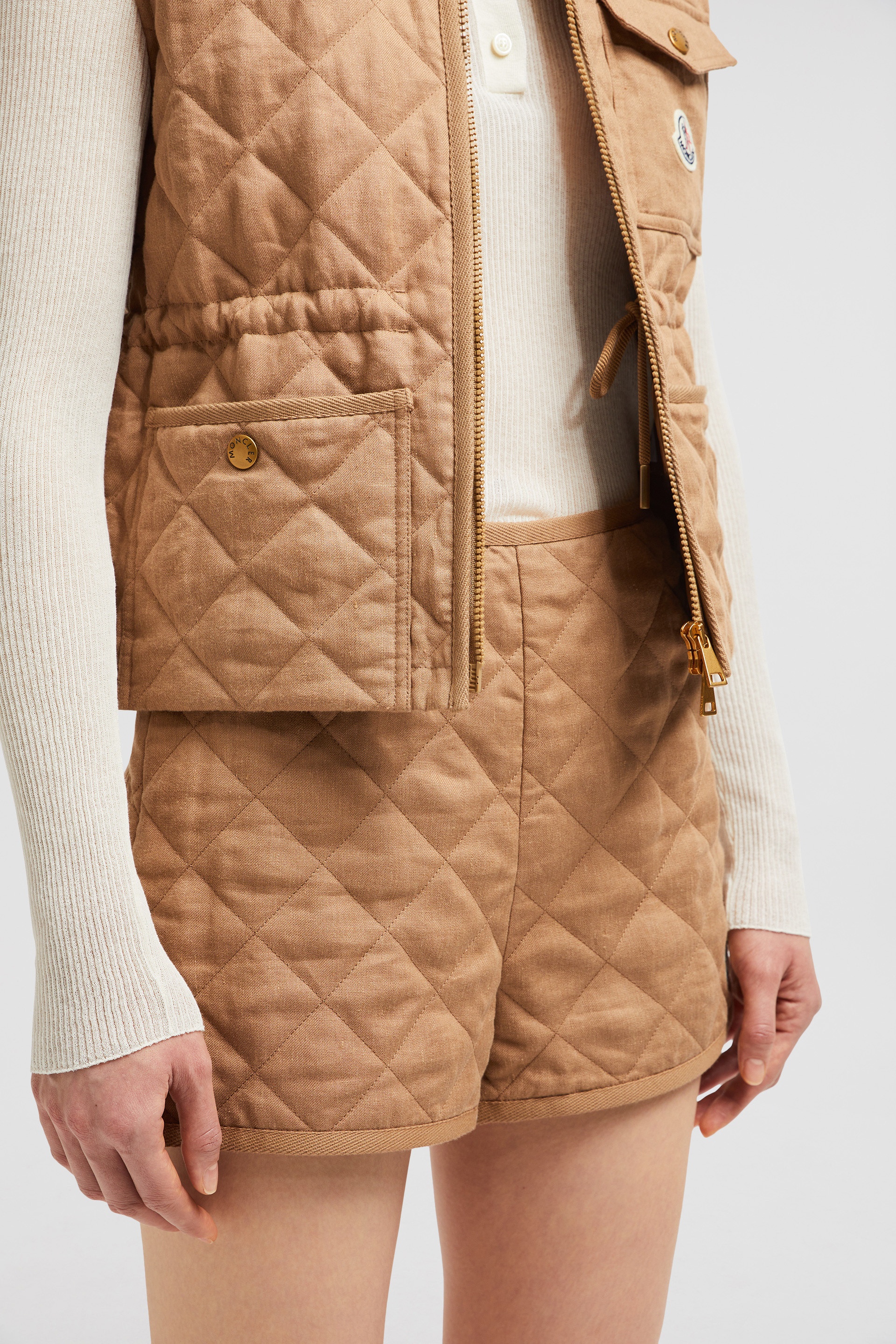 Vigny Diamond-Quilted Padded Linen Vest - 7