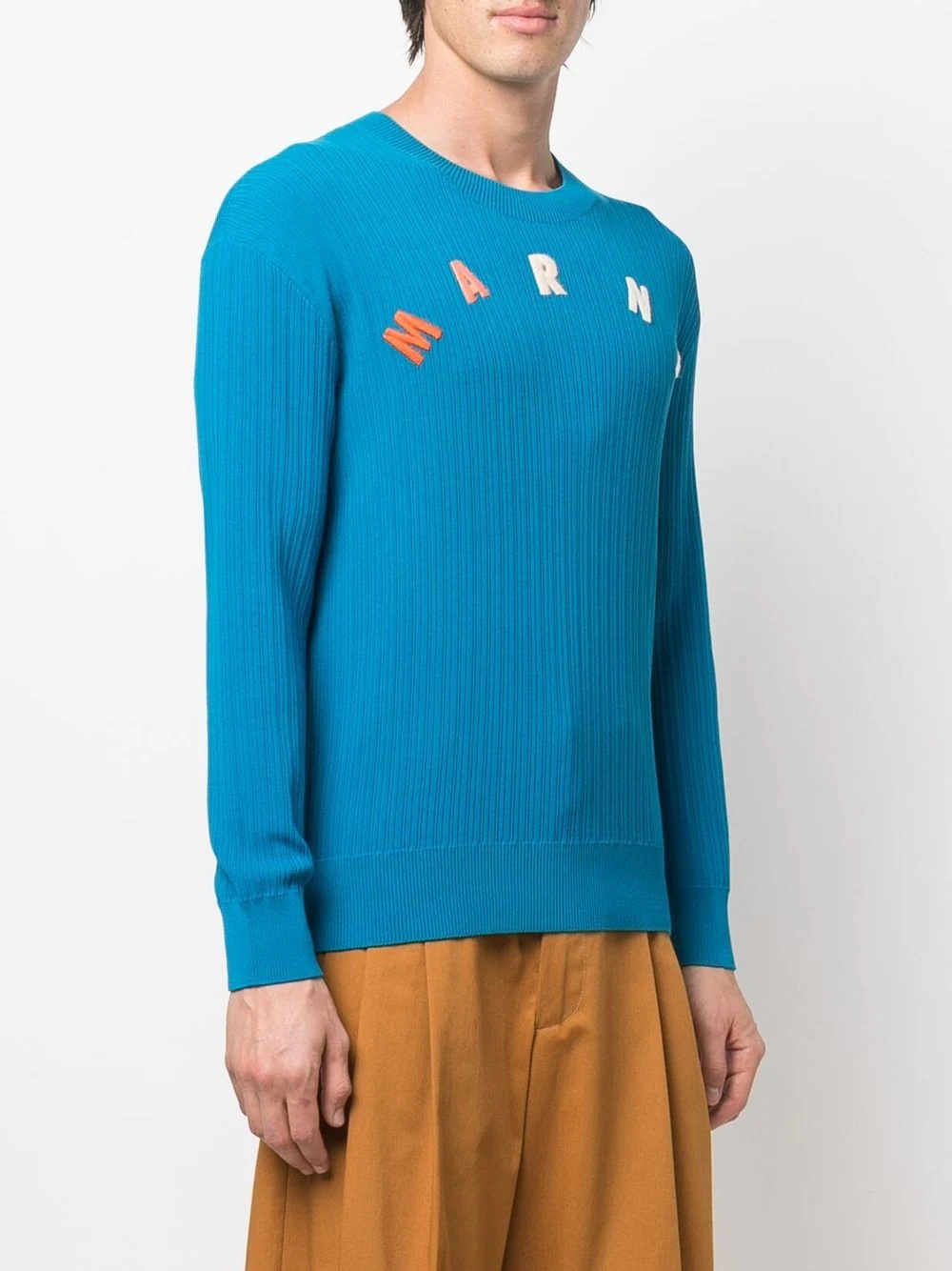 logo-embroidered ribbed-knit sweater - 3