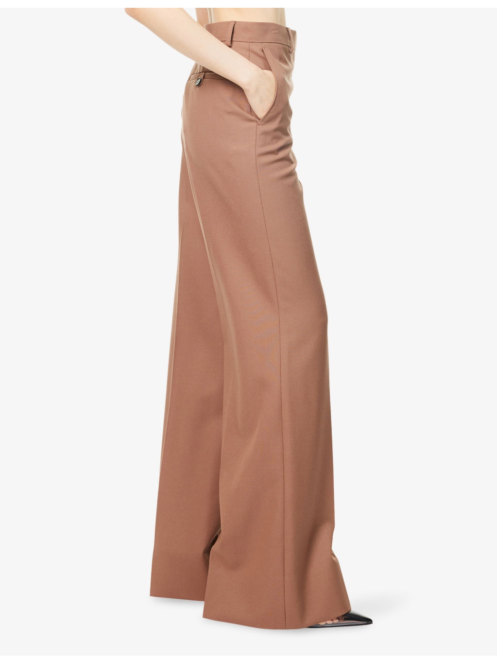 Flared Wide-Leg Wool Trousers - 3