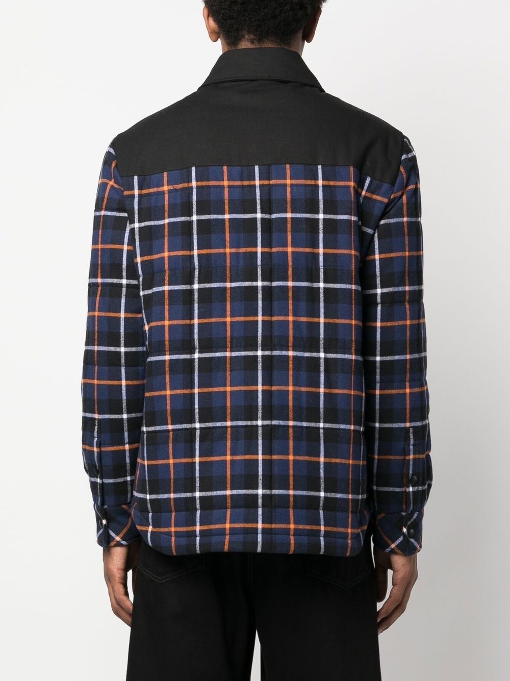 check-print padded shirt jacket - 7