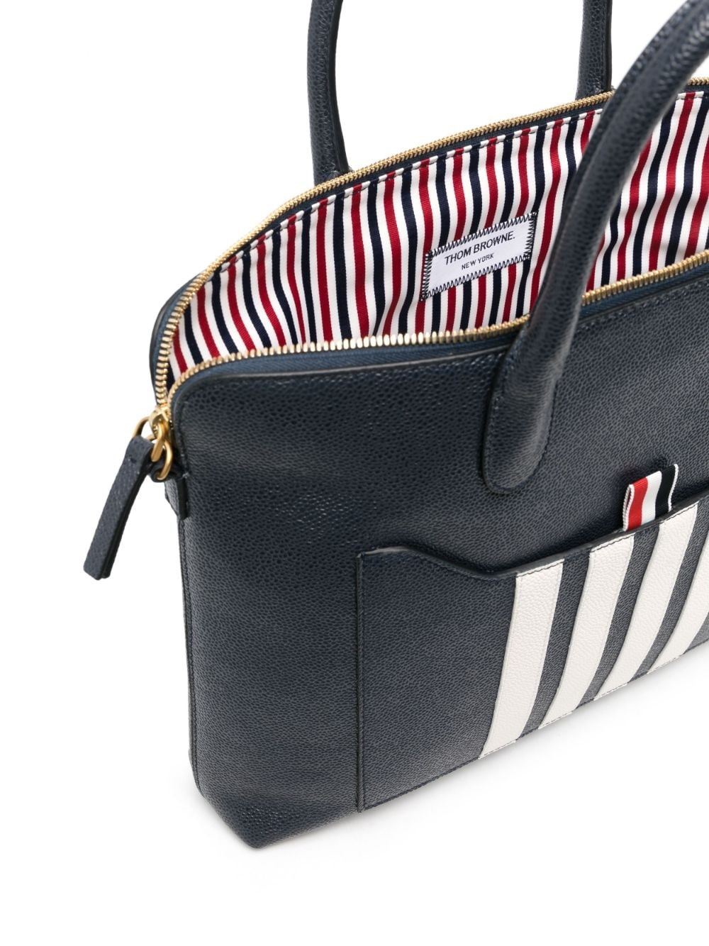 4-Bar stripe pebbled-leather briefcase - 5