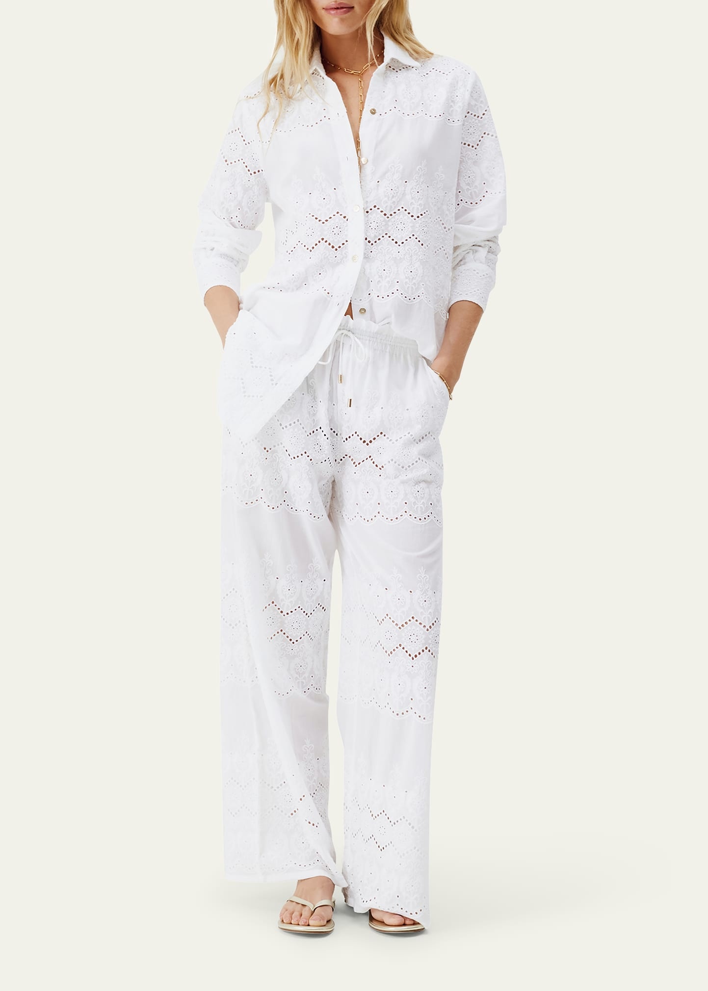 Orla Eyelet Button-Front Shirt - 2