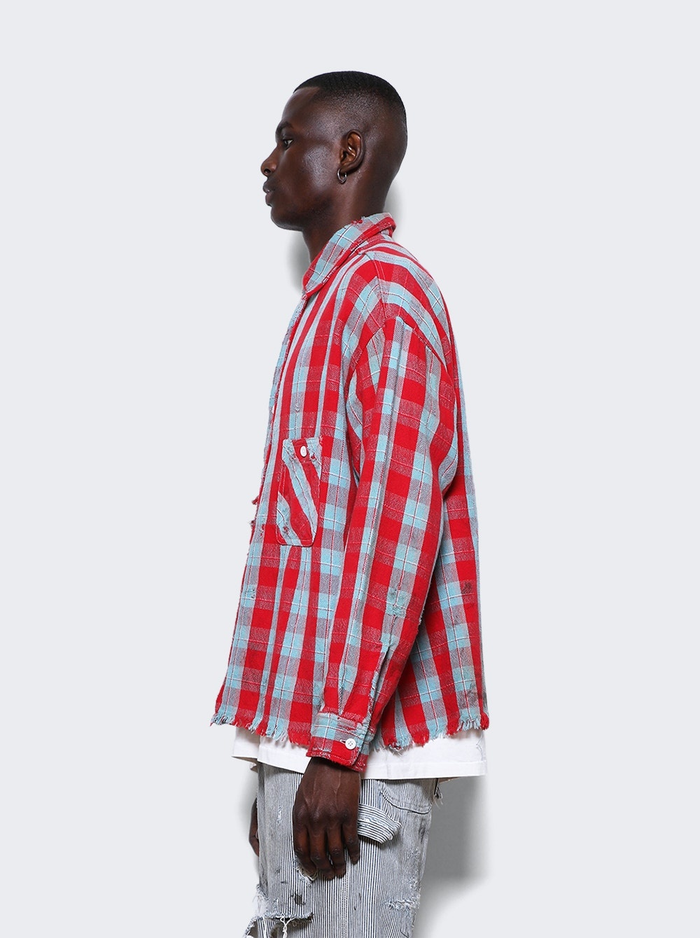 Front Button Checkered Shirt Red And Blue - 4