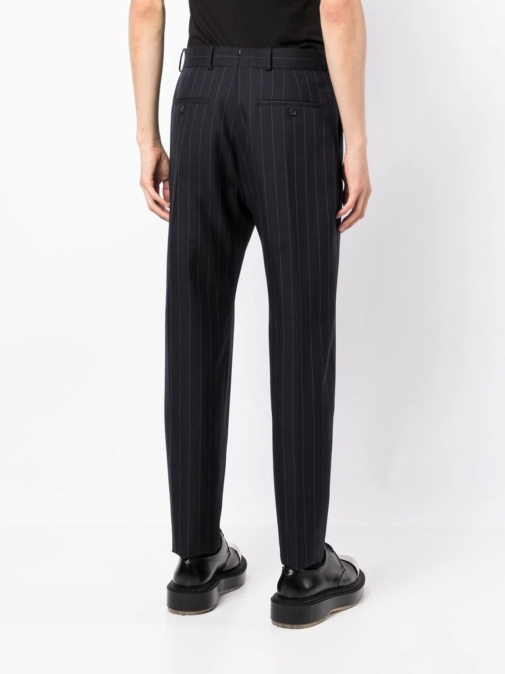 pinstripe pleat-detail tailored trousers - 4