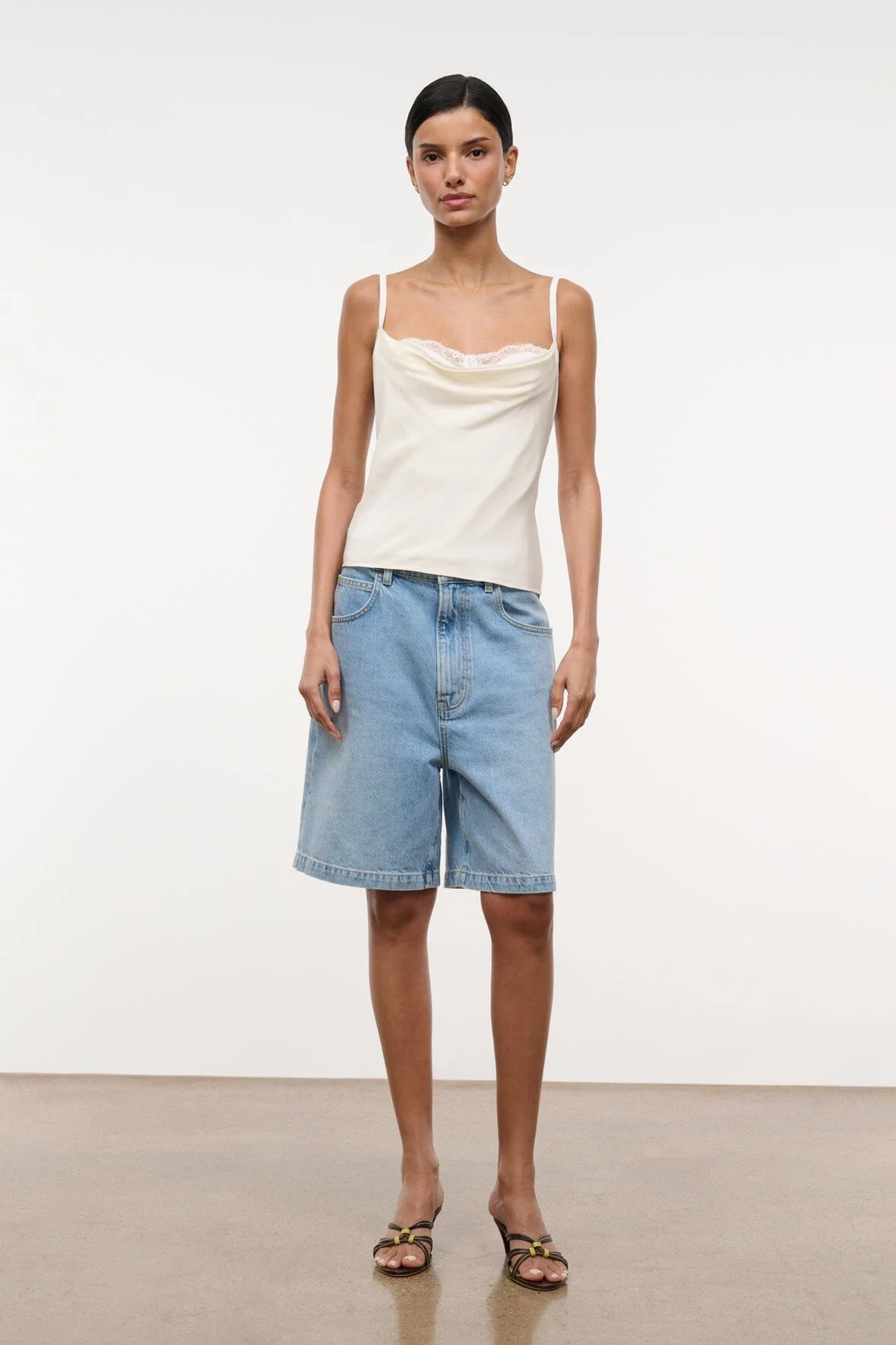 STAUD EVANGELINE SILK TOP IVORY - 1