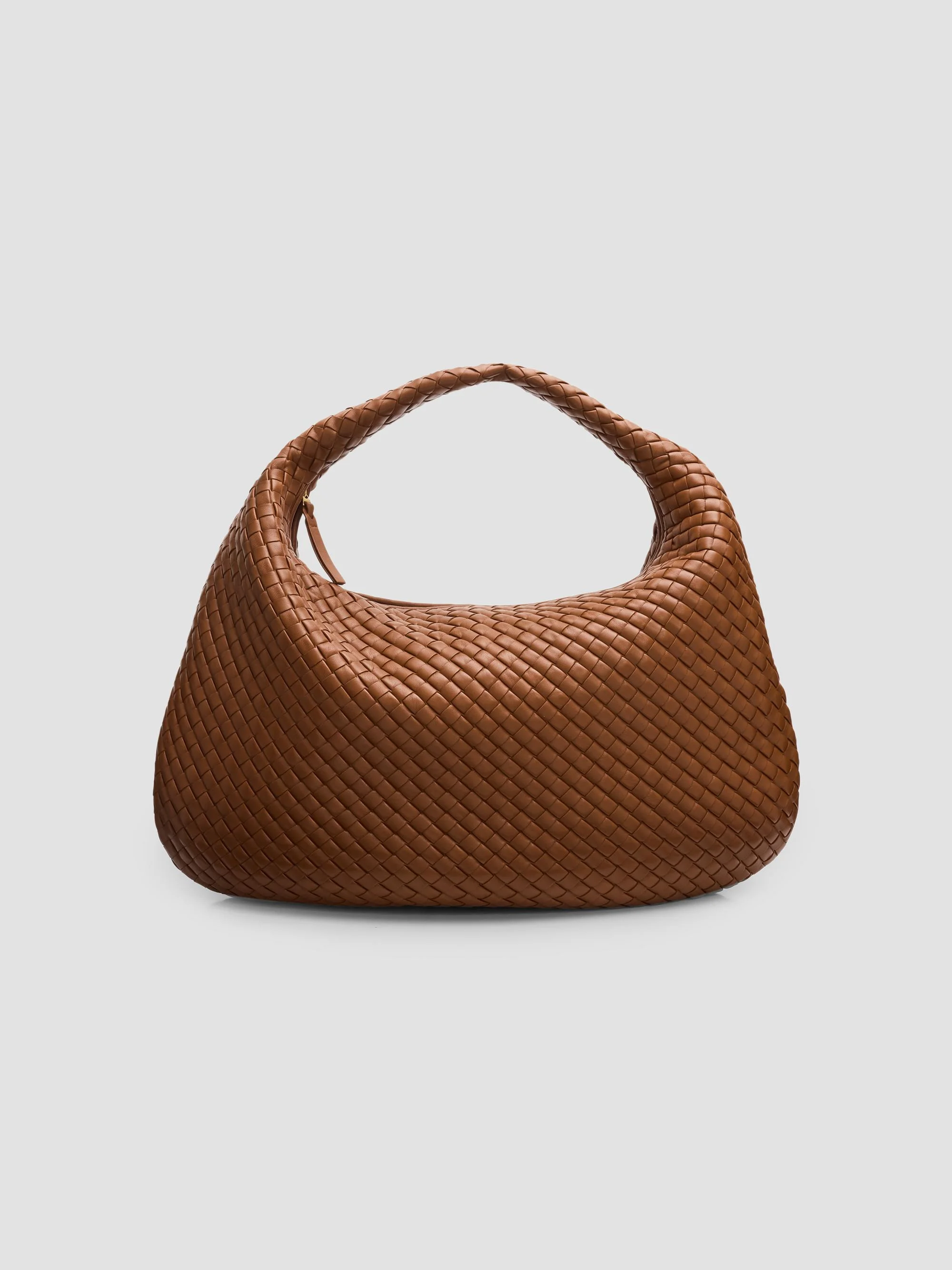 Women's Veneta Maxi Intrecciato-Leather Hobo Bag - Tannin Muse Brass - 1