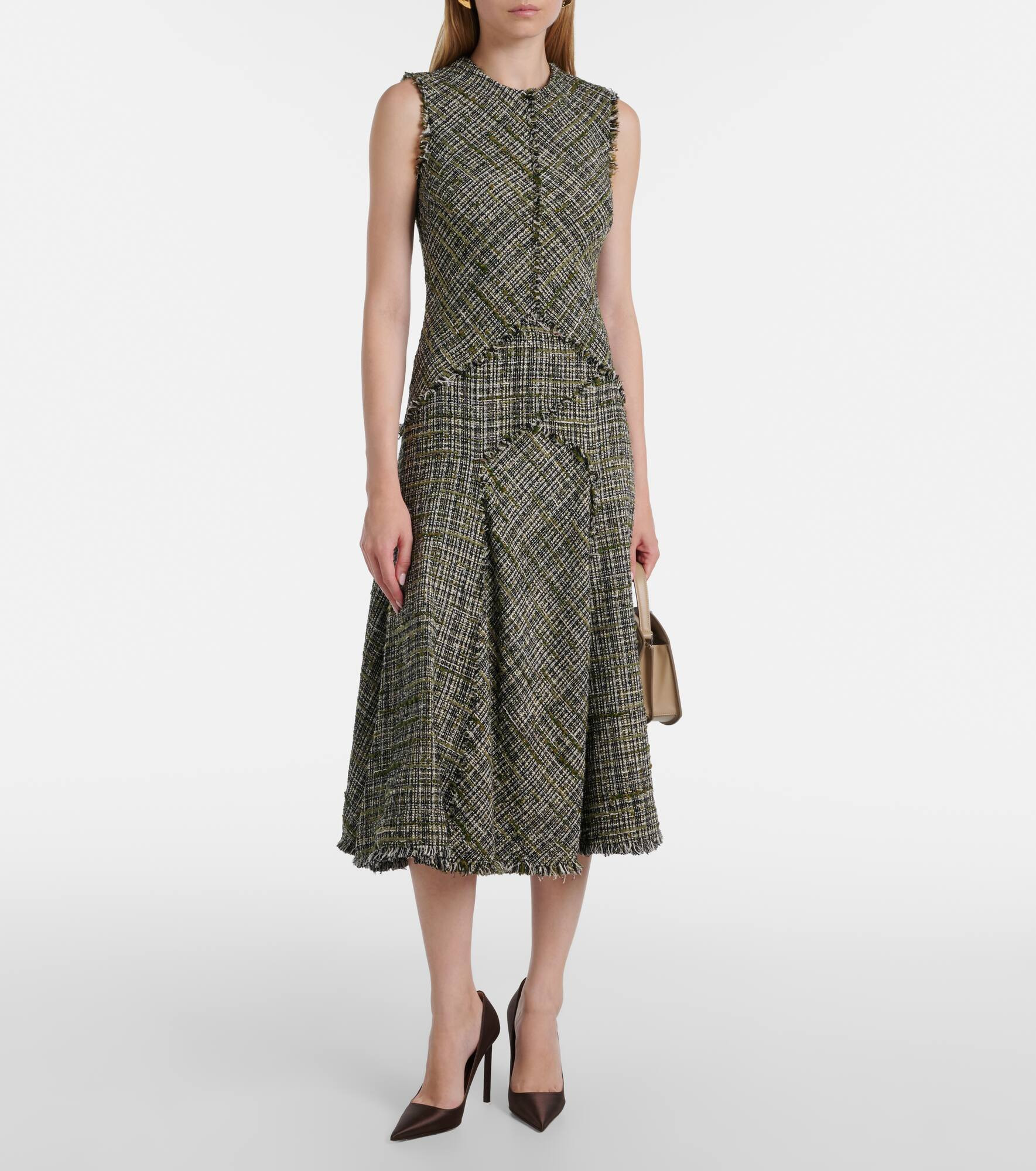 Draped tweed midi dress - 2
