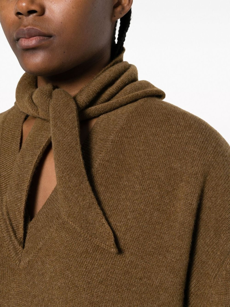 attached-scarf ribbed-knit jumper 5