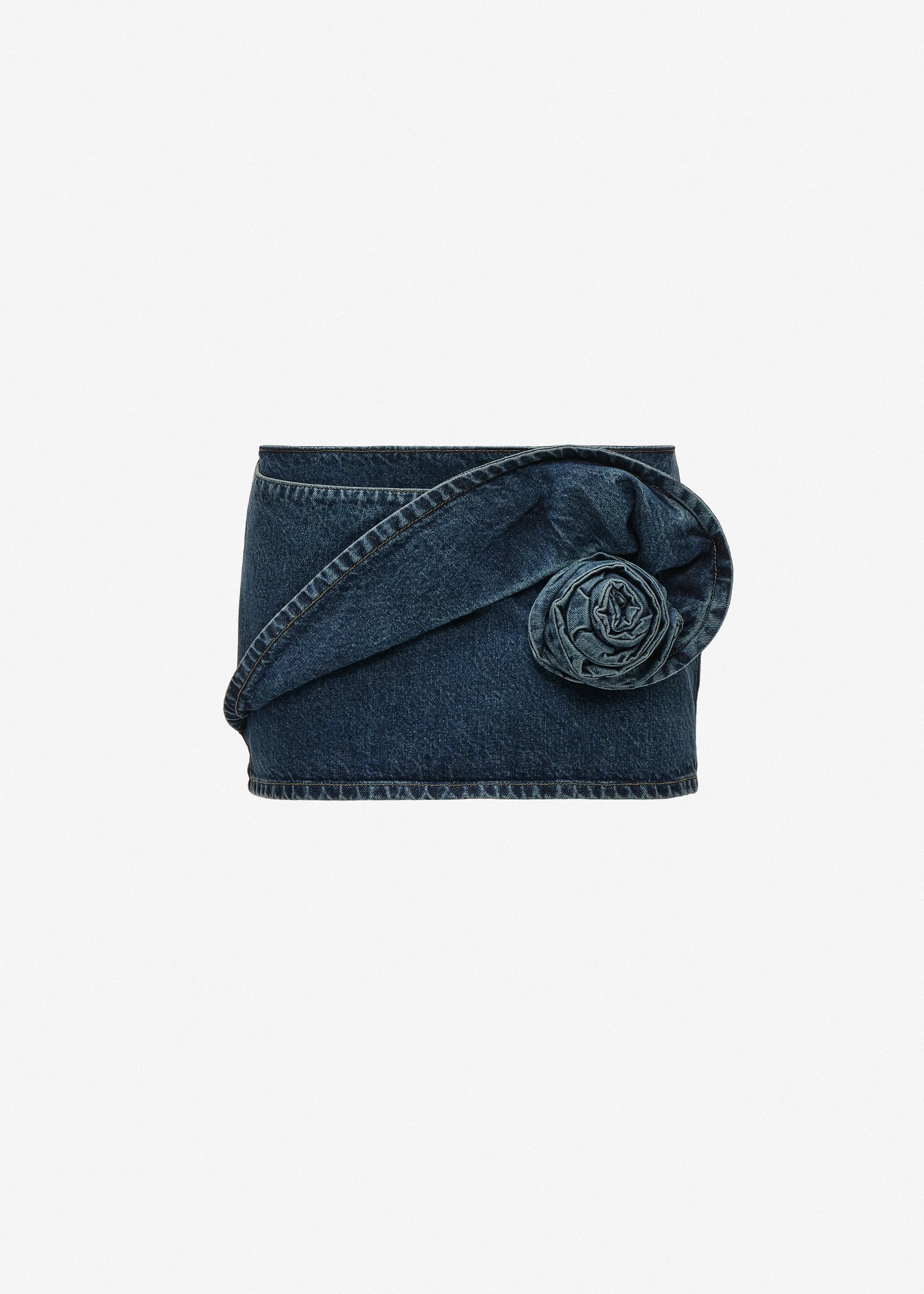 Rose-detail denim mini skirt in blue - 1