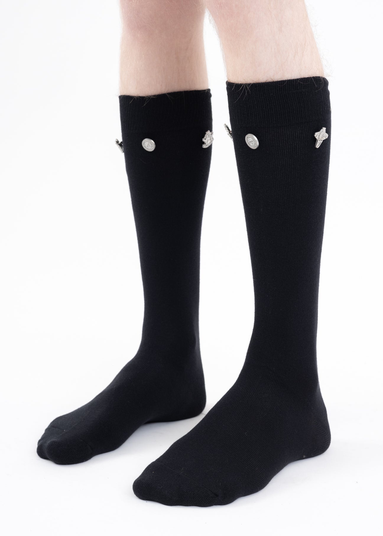 Black Emblem Button Socks - 2