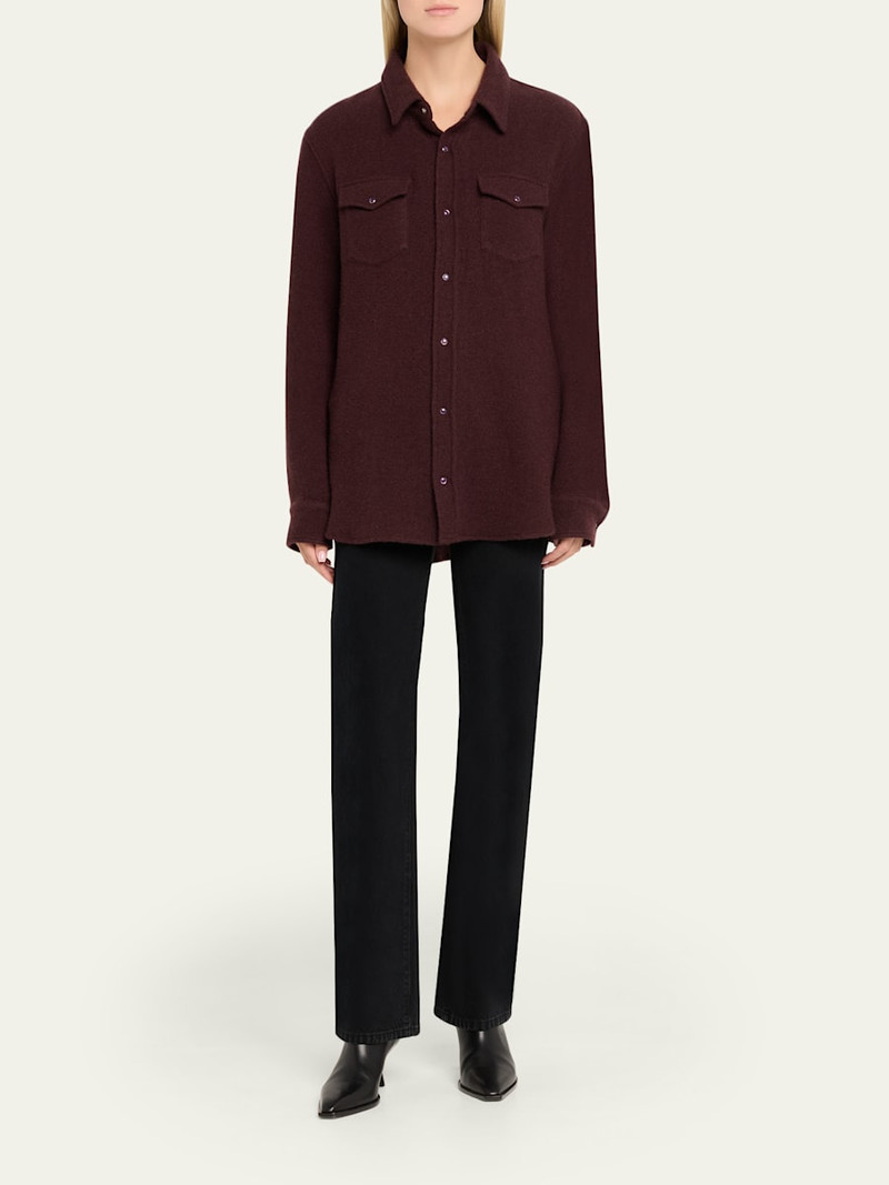 God’s True Cashmere Claret Solid Cashmere Button-Down Shirt outlook