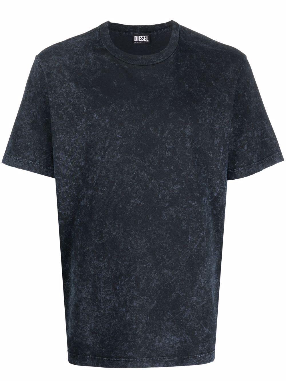 marble-effect crew neck T-shirt - 1