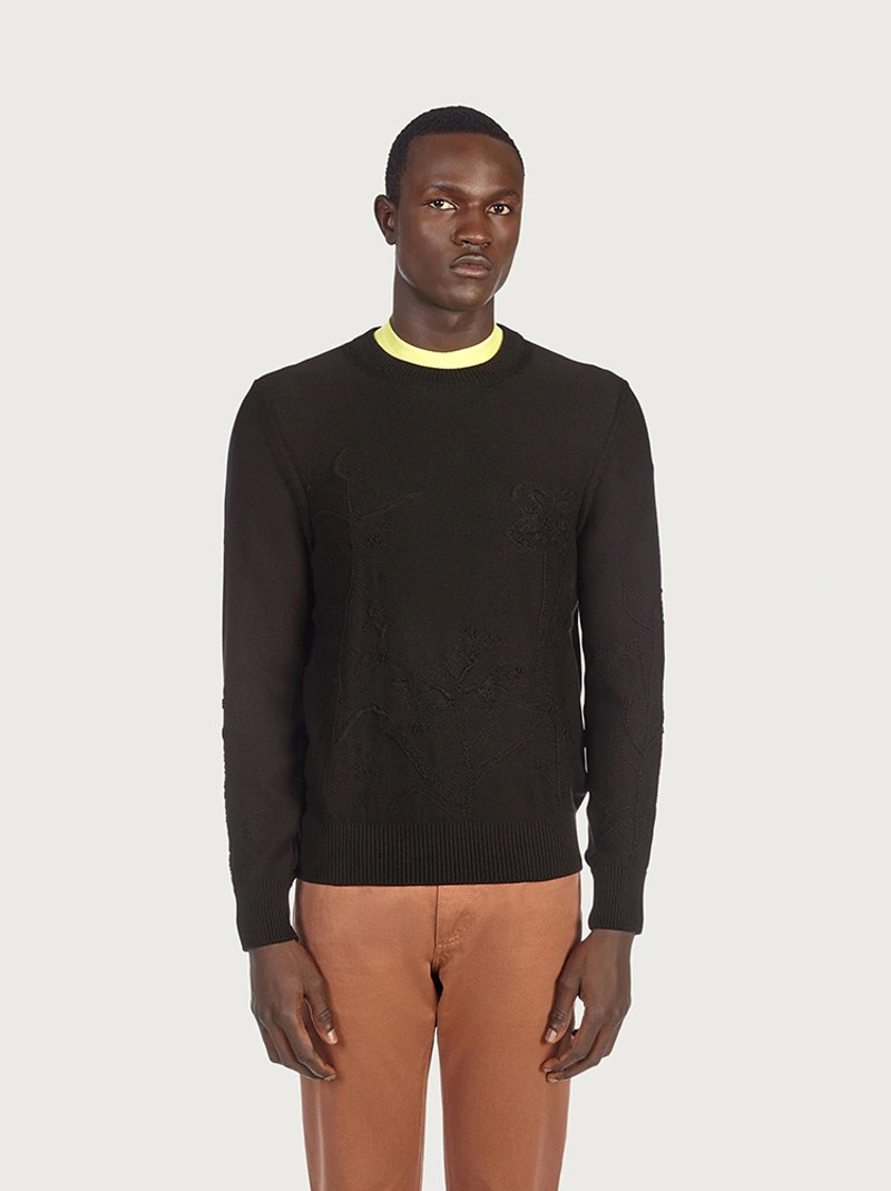 FERRAGAMO ROUND NECK JACQUARD SWEATER outlook