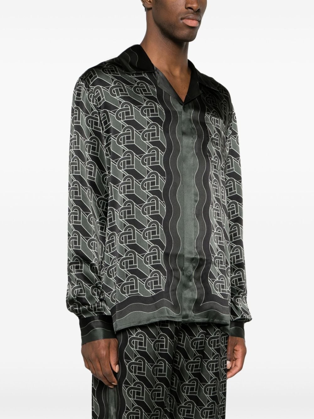 Heart Monogram-print silk shirt - 4