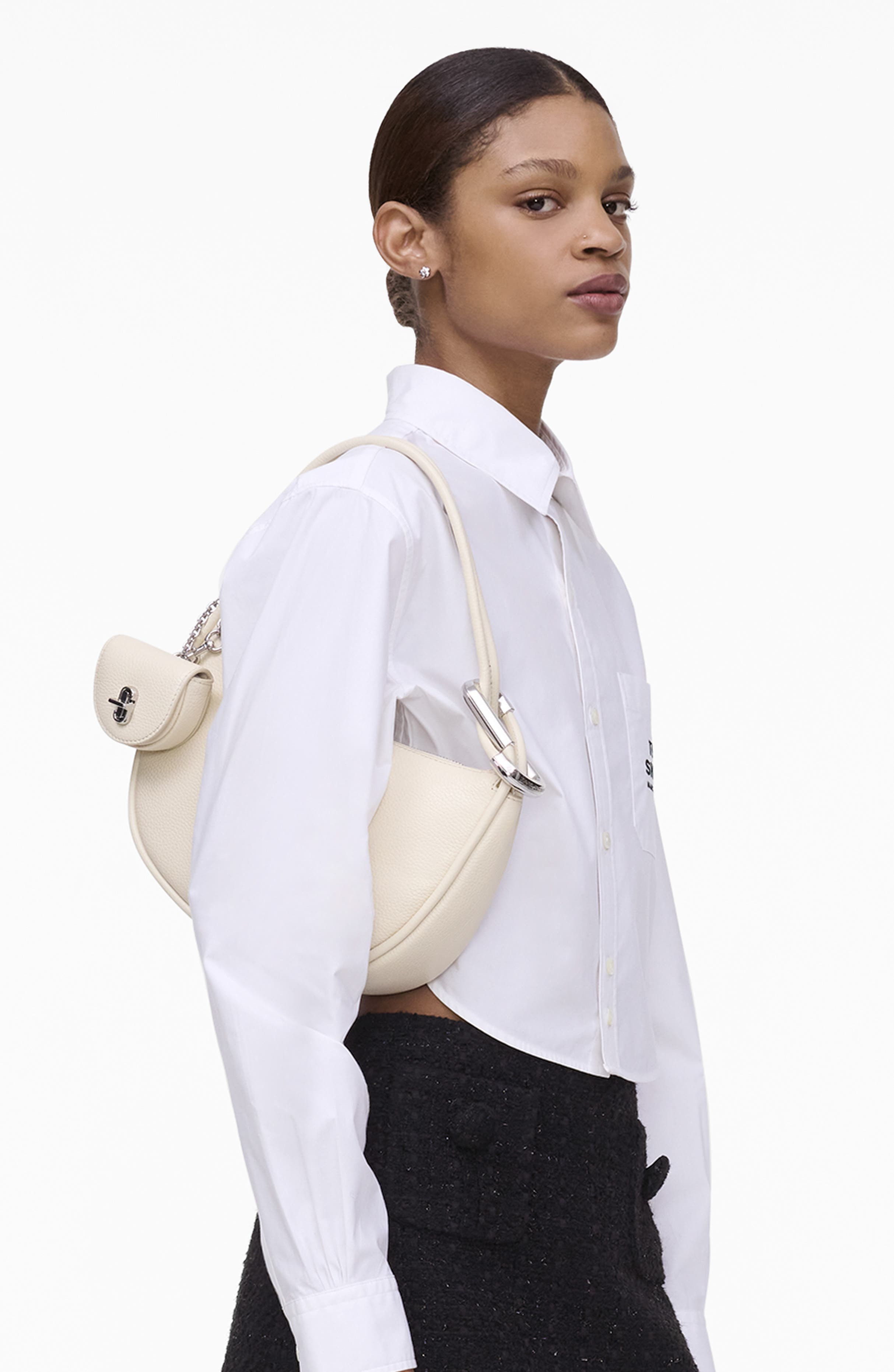 Marc Jacobs The Crescent Leather Shoulder Bag in Cloud White at Nordstrom - 2