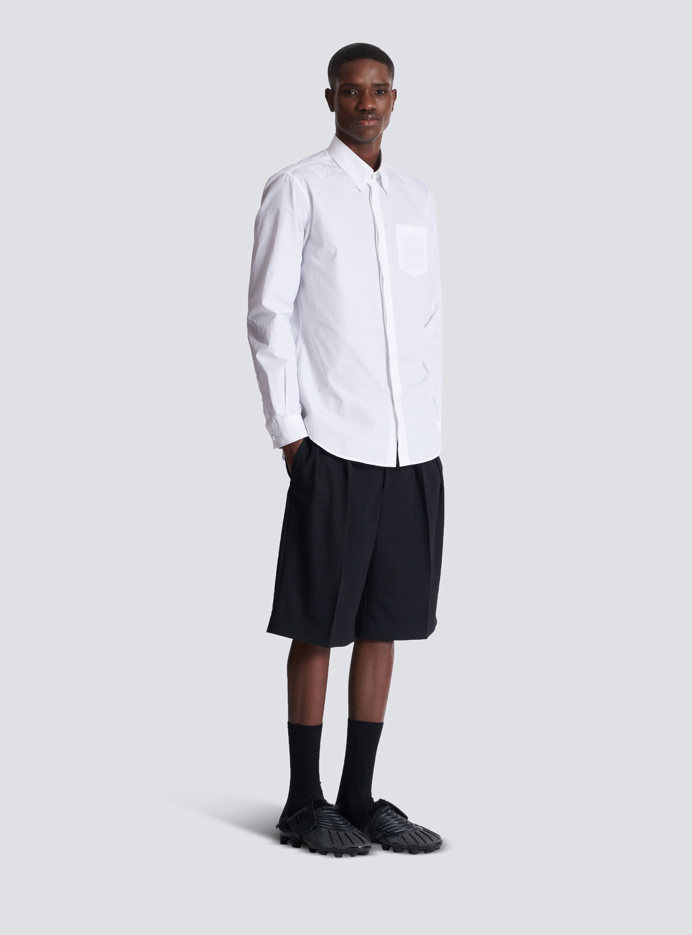 Balmain Écusson embroidered poplin shirt - 3