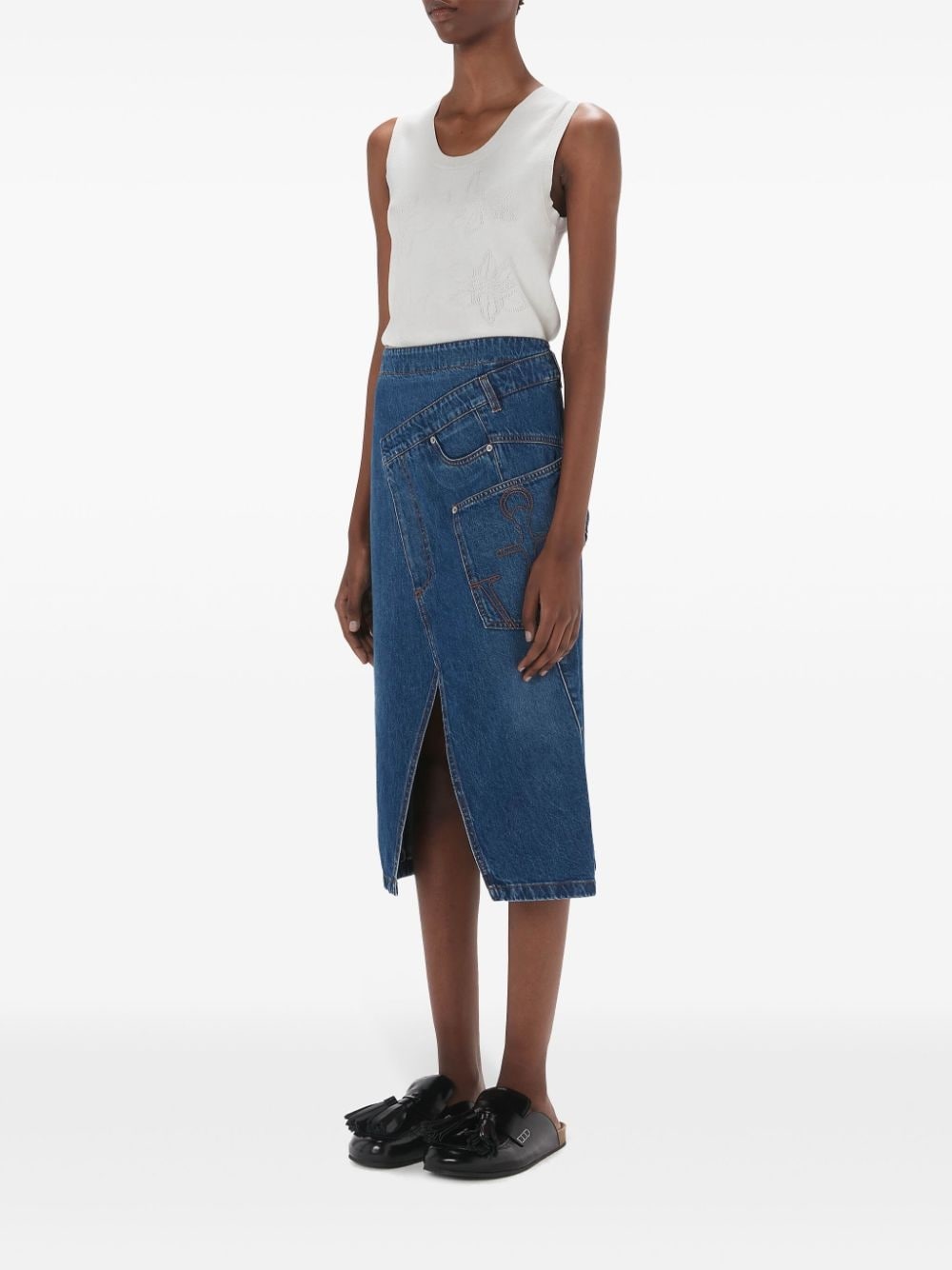wrap-design denim skirt - 2
