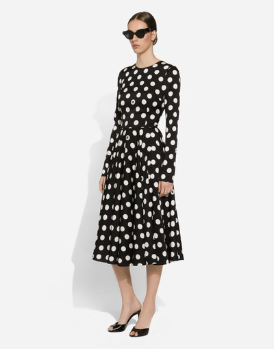 Dolce & Gabbana Charmeuse calf-length circle-skirt dress with polka-dot print outlook