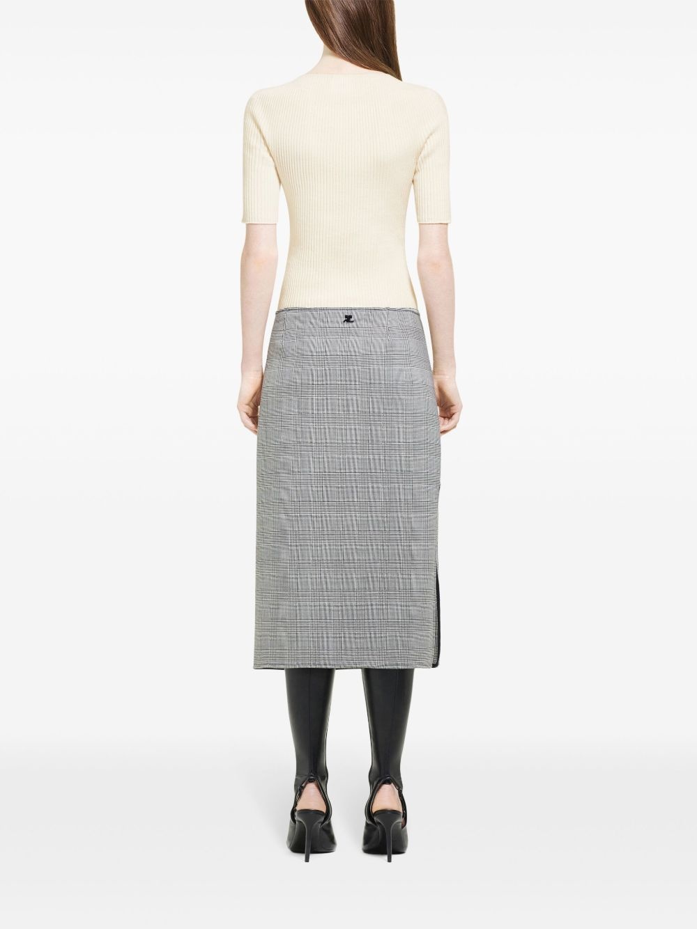 oblique Prince of Wales midi skirt - 4