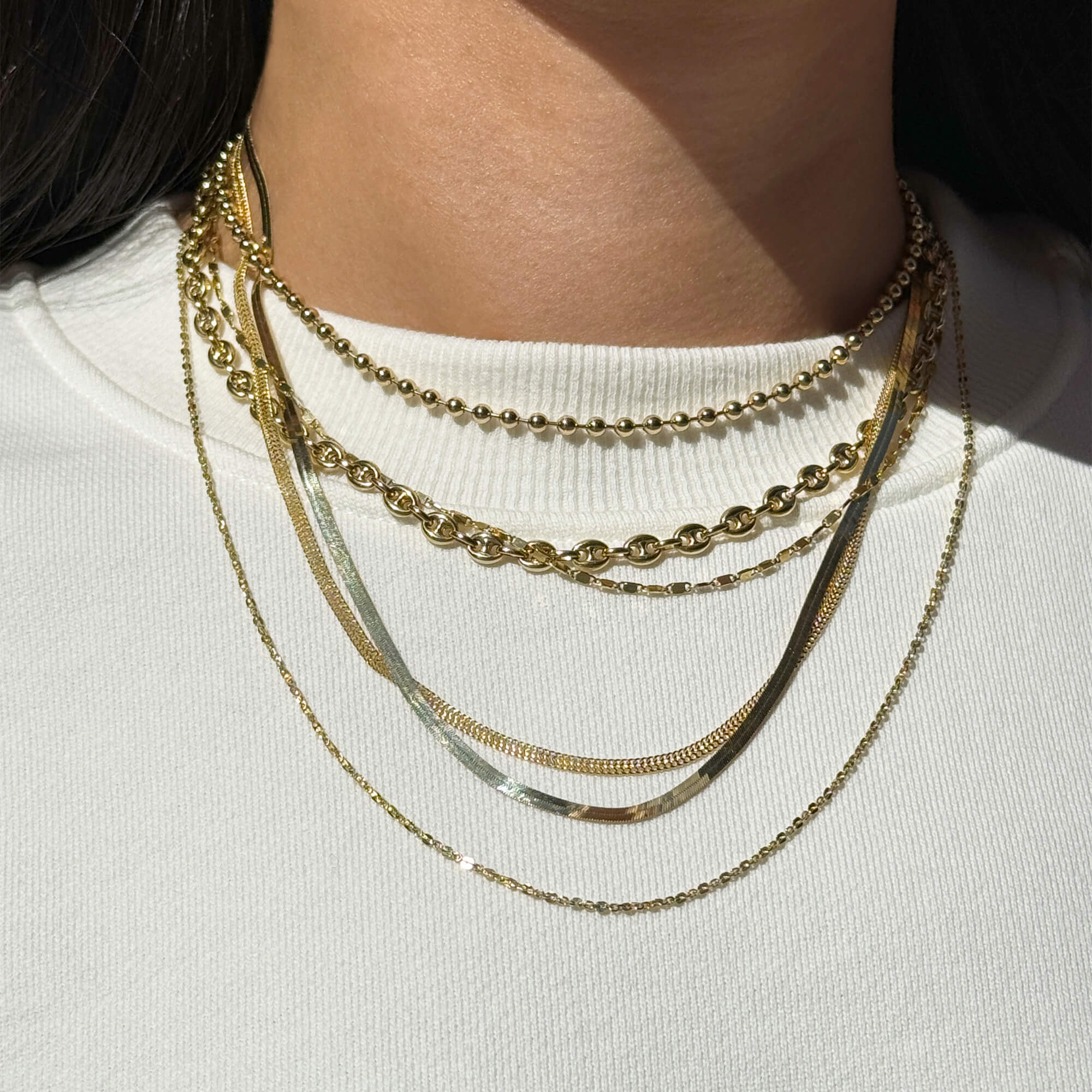 Golden Glow Herringbone Necklace - 6