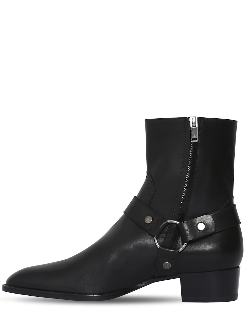 40MM WYATT BELTED LEATHER CROPPED BOOTS - 6