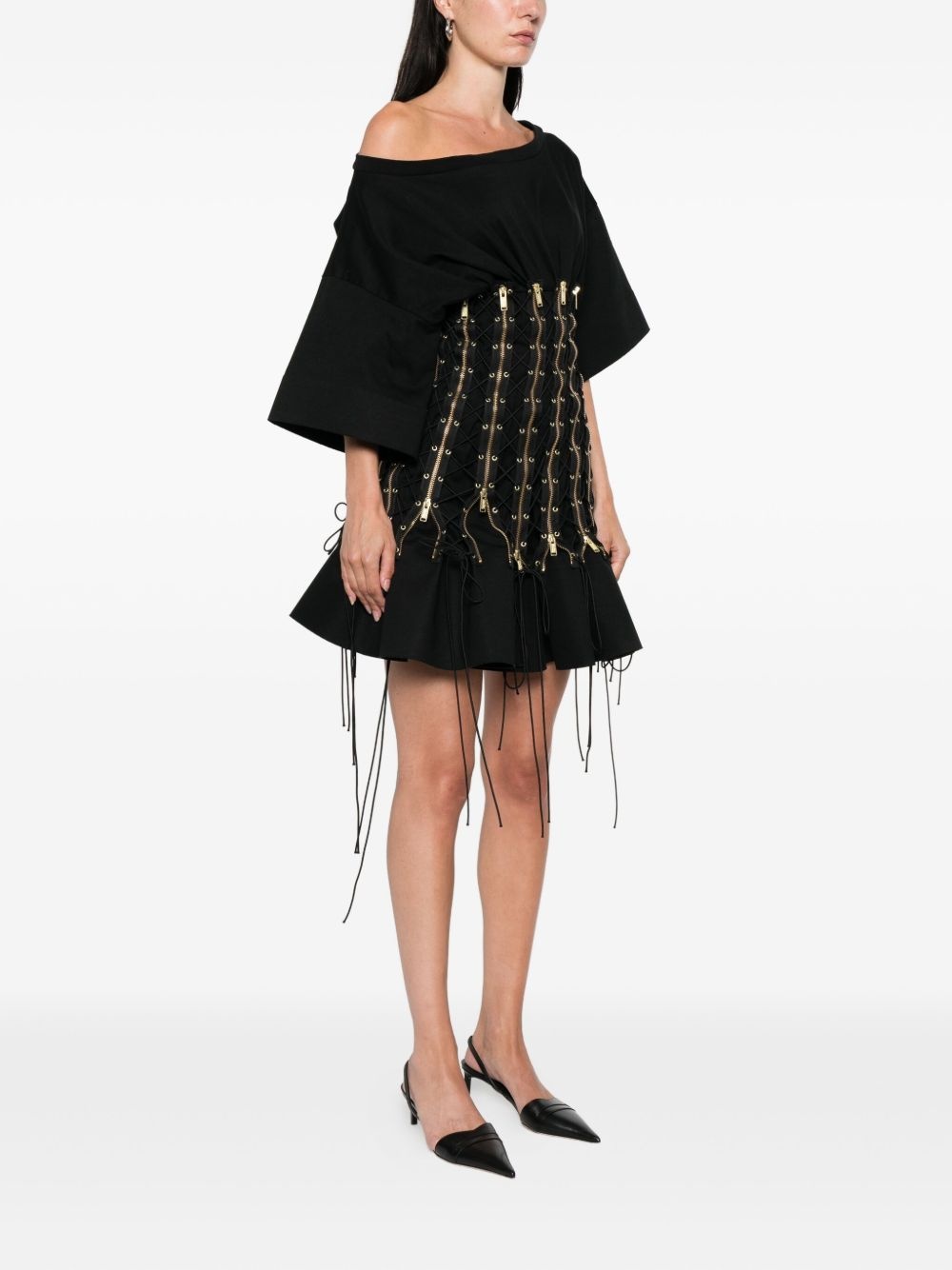 zip-detail mini dress - 3