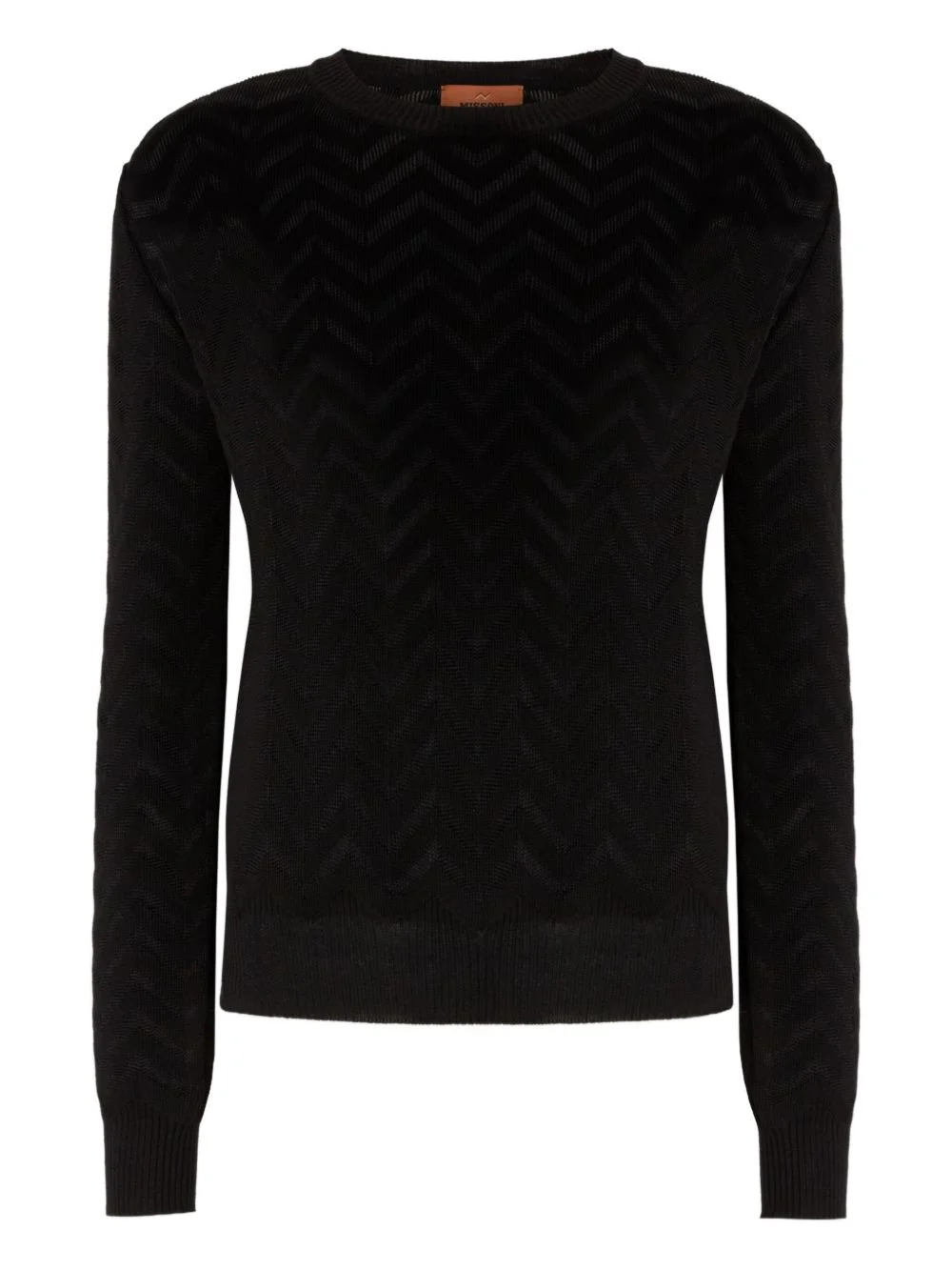 chevron-motif crewneck sweater - 1