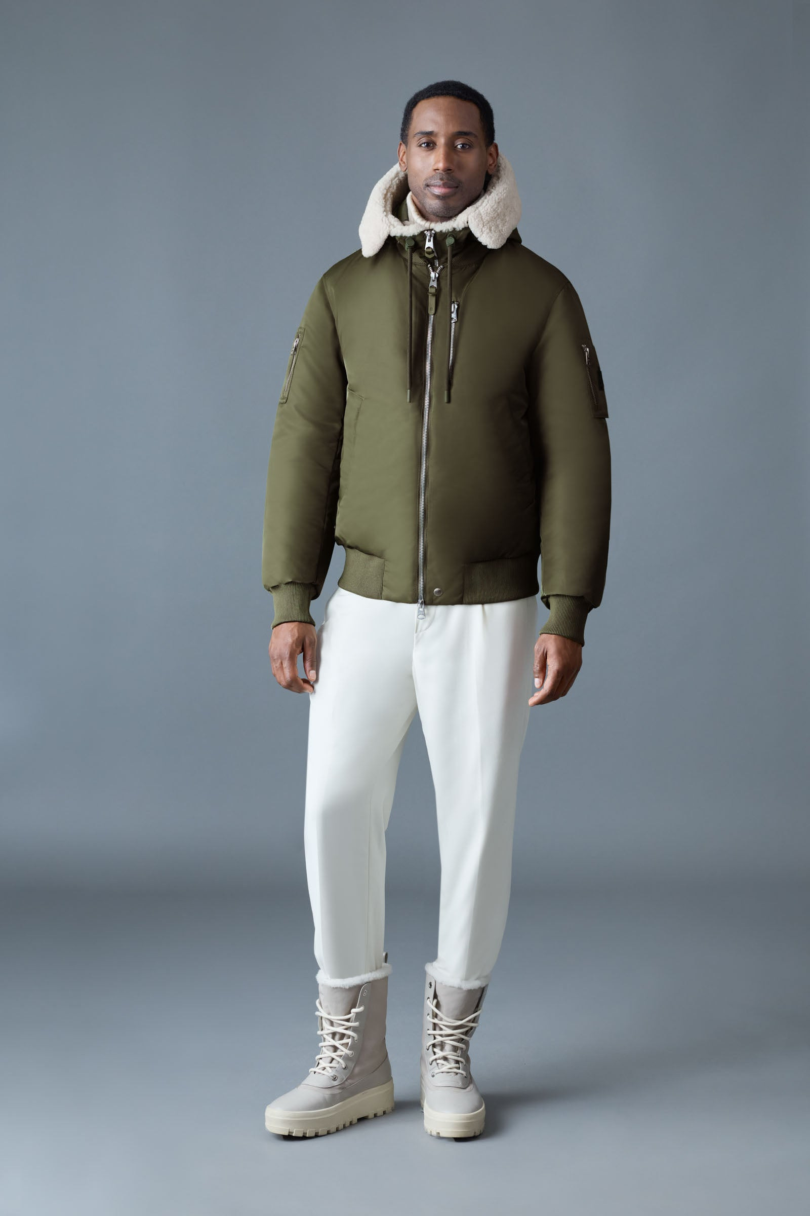 AUGUST bomber jacket with shearling-trimmed hood - 5
