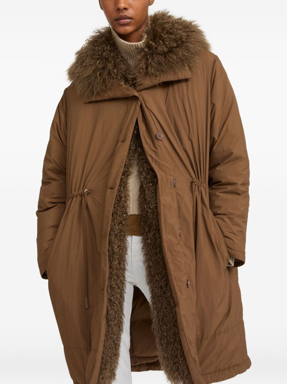lambshearling-trimmed parka coat - 5