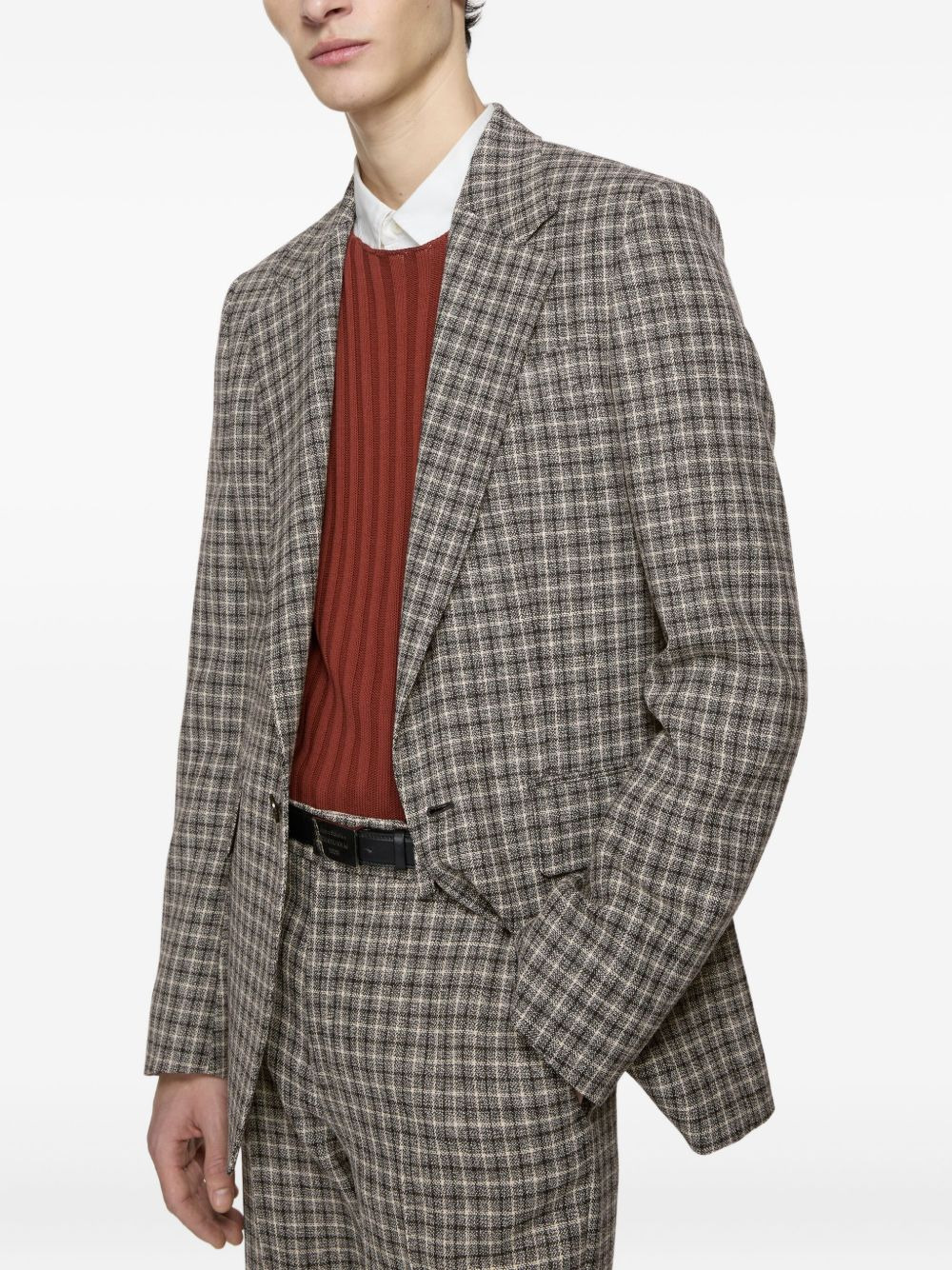 checked wool blazer - 4