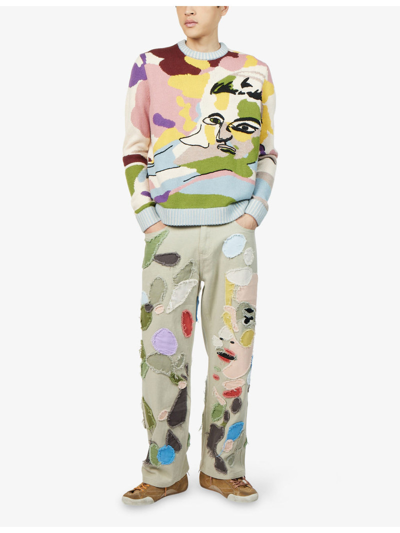 KidSuper Allover Patchwork Face Denim Jeans outlook