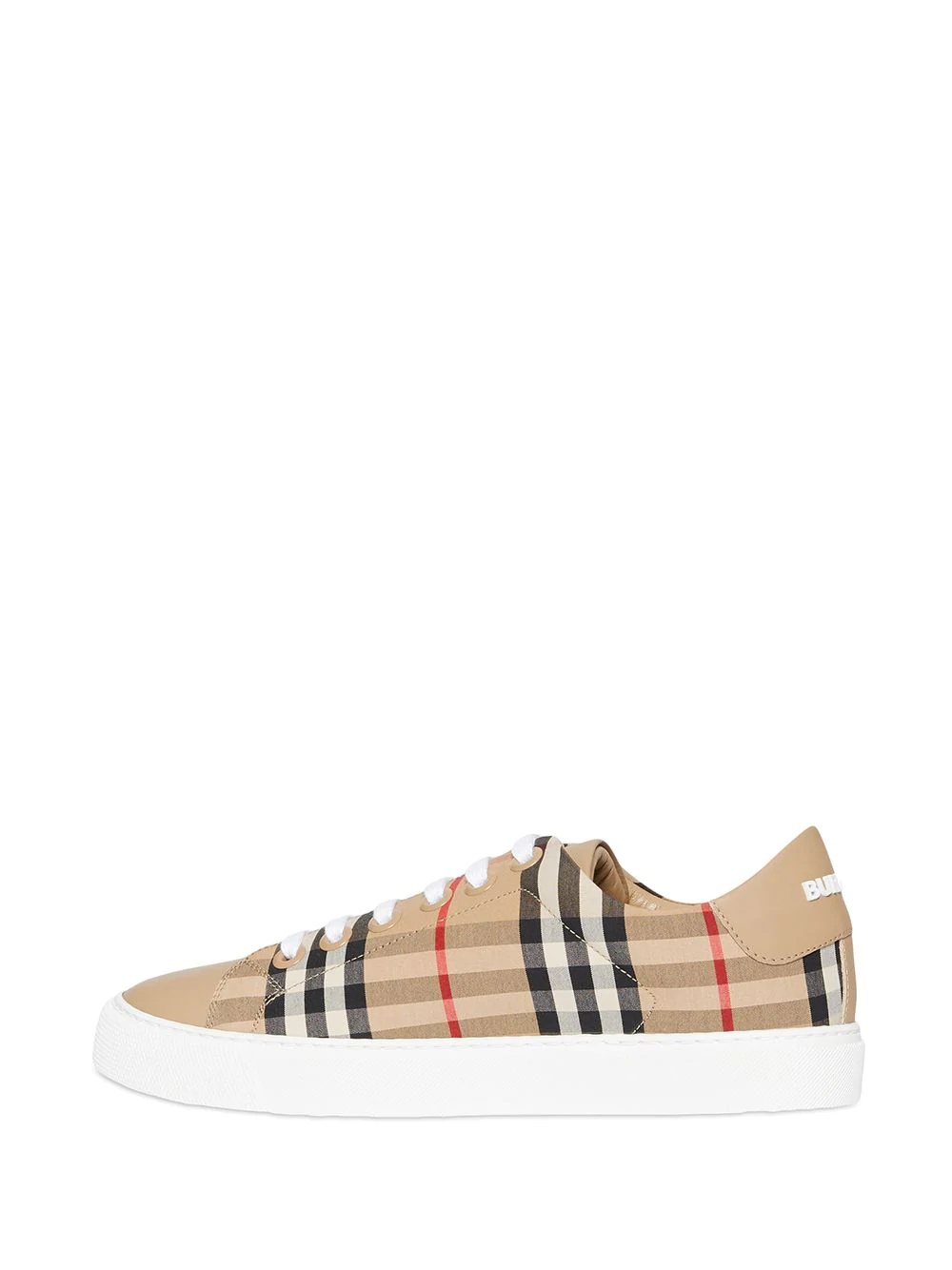 Vintage Check and Leather Sneakers - 3