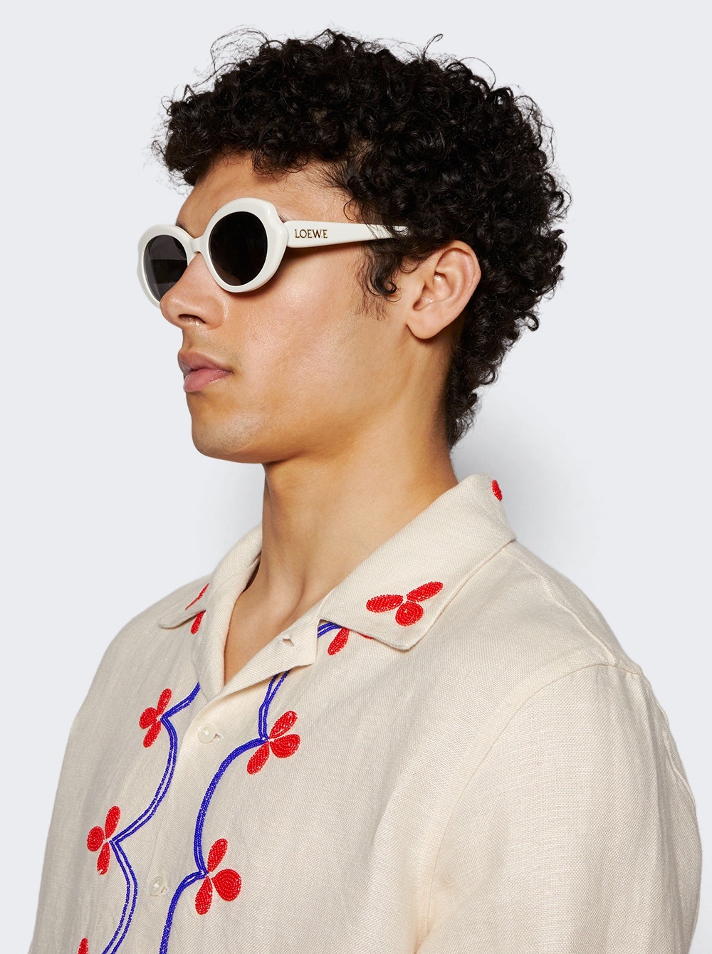 Oval Slim Sunglasses Ivory And Smoke - 3