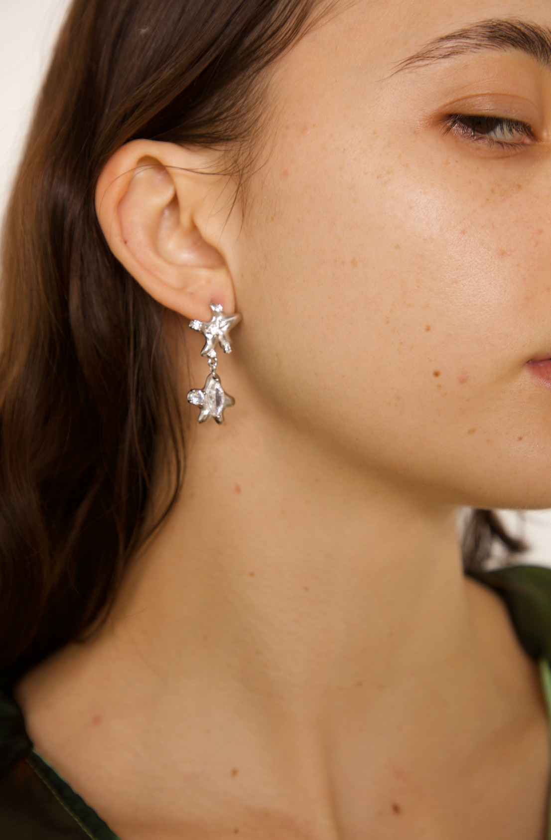 CLEAR STAR DANGLE EARRINGS - 2