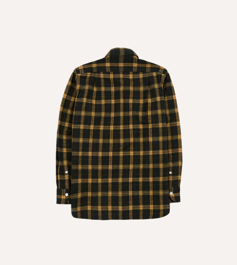 Green and Yellow Brushed Cotton Long Point Collar Work Shirt 6