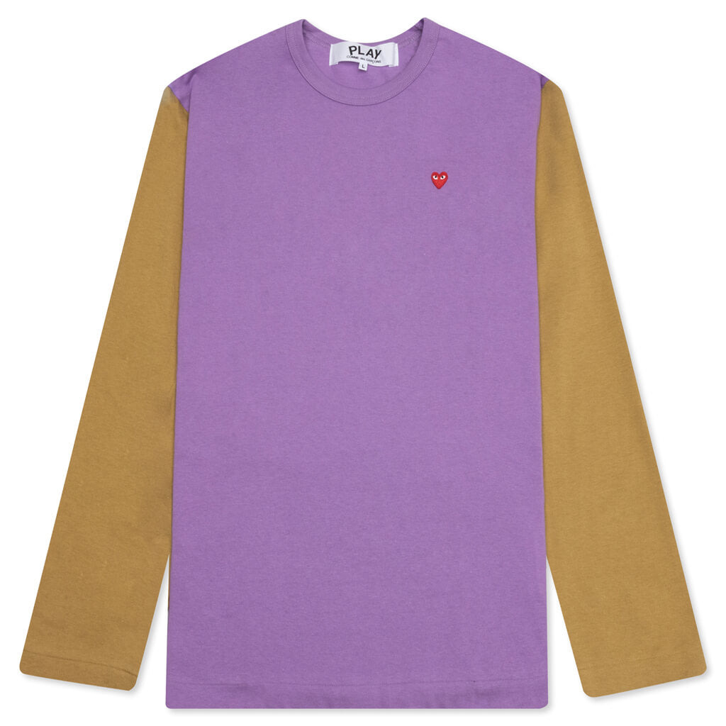 COMME DES GARCONS PLAY BI-COLOR T-SHIRT - PURPLE/OLIVE - 1