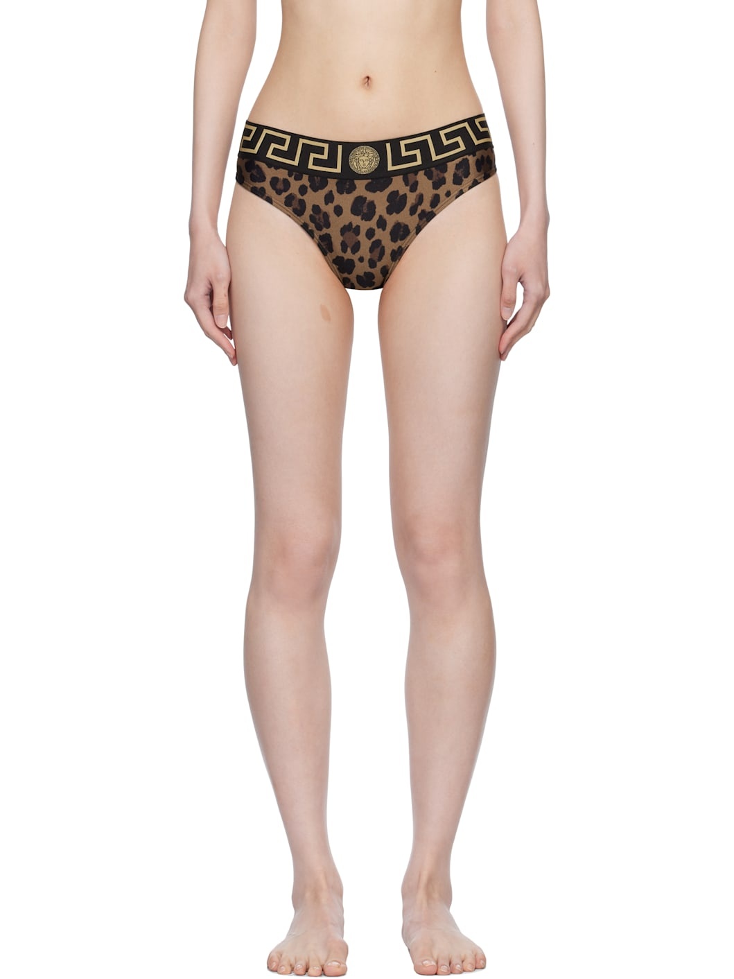 Brown Greca Border Bikini Bottom - 1