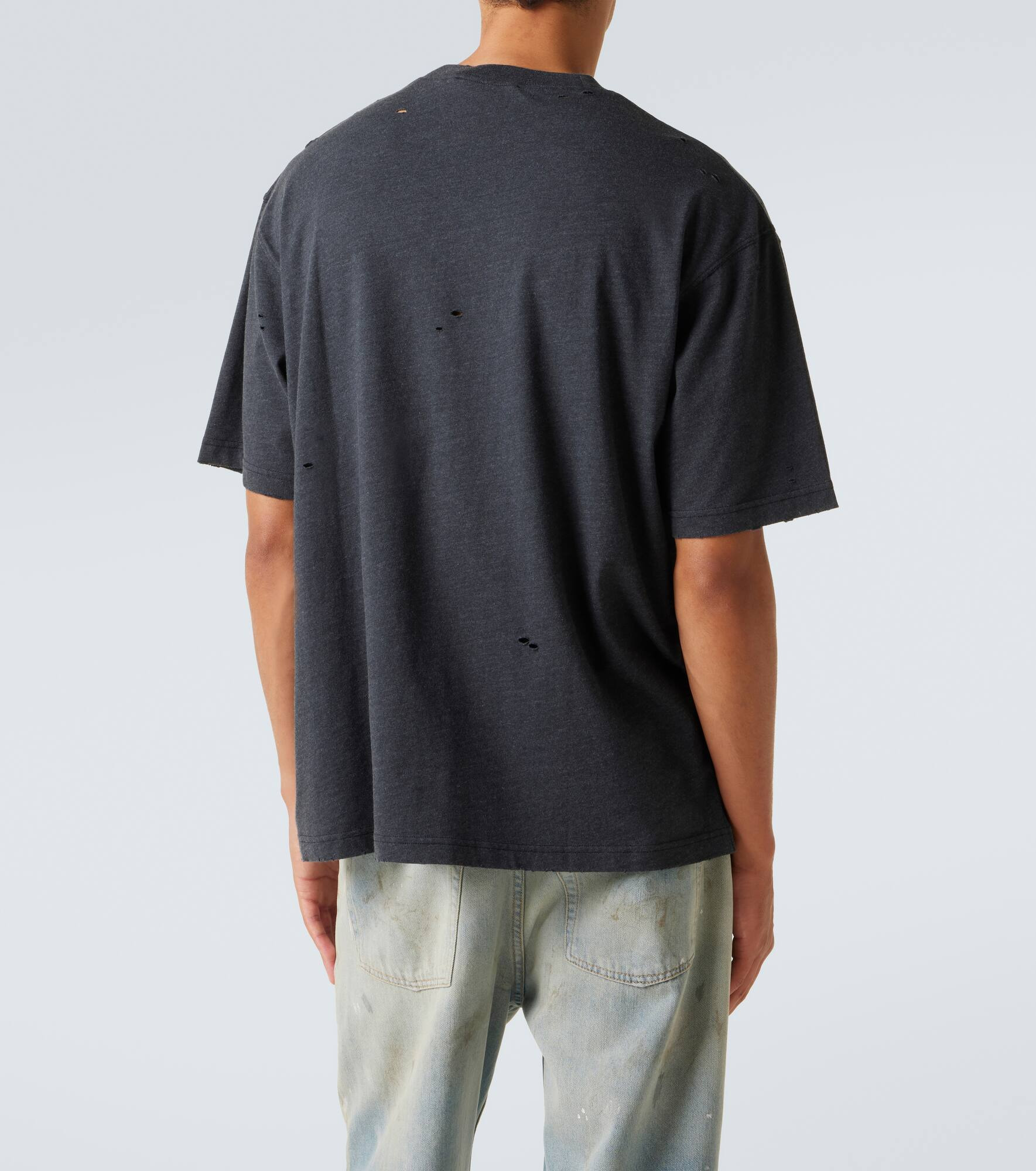 Logo distressed cotton-blend jersey T-shirt - 4