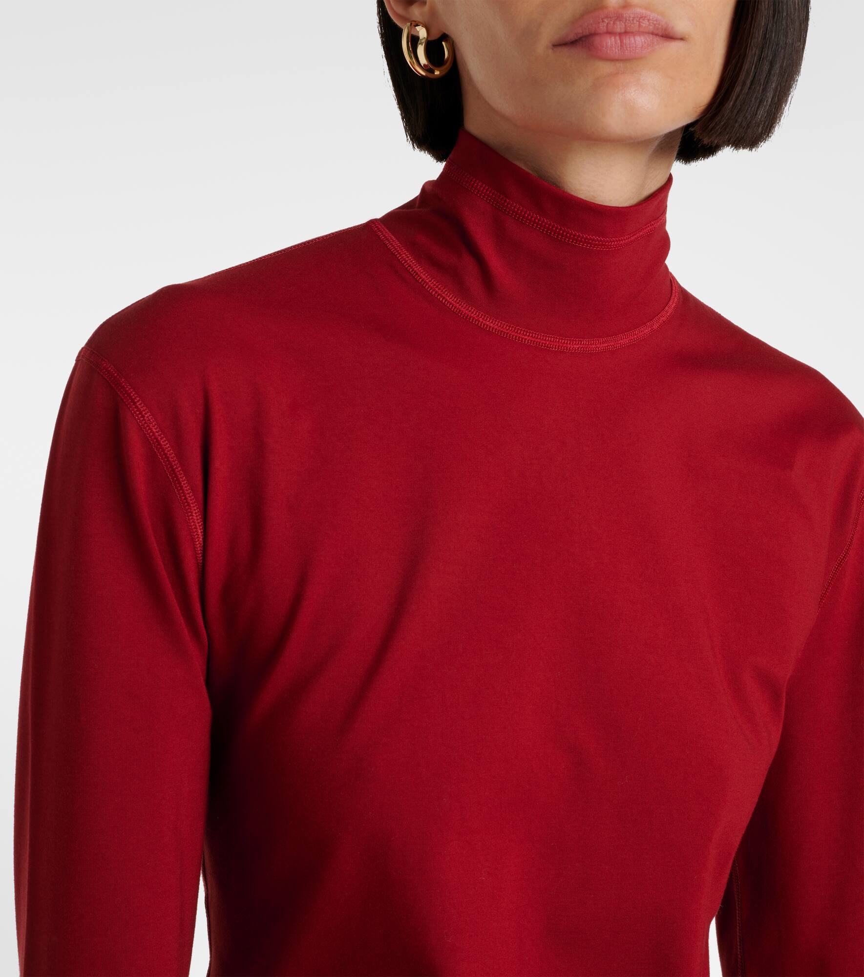 Cotton-blend jersey turtleneck top - 4