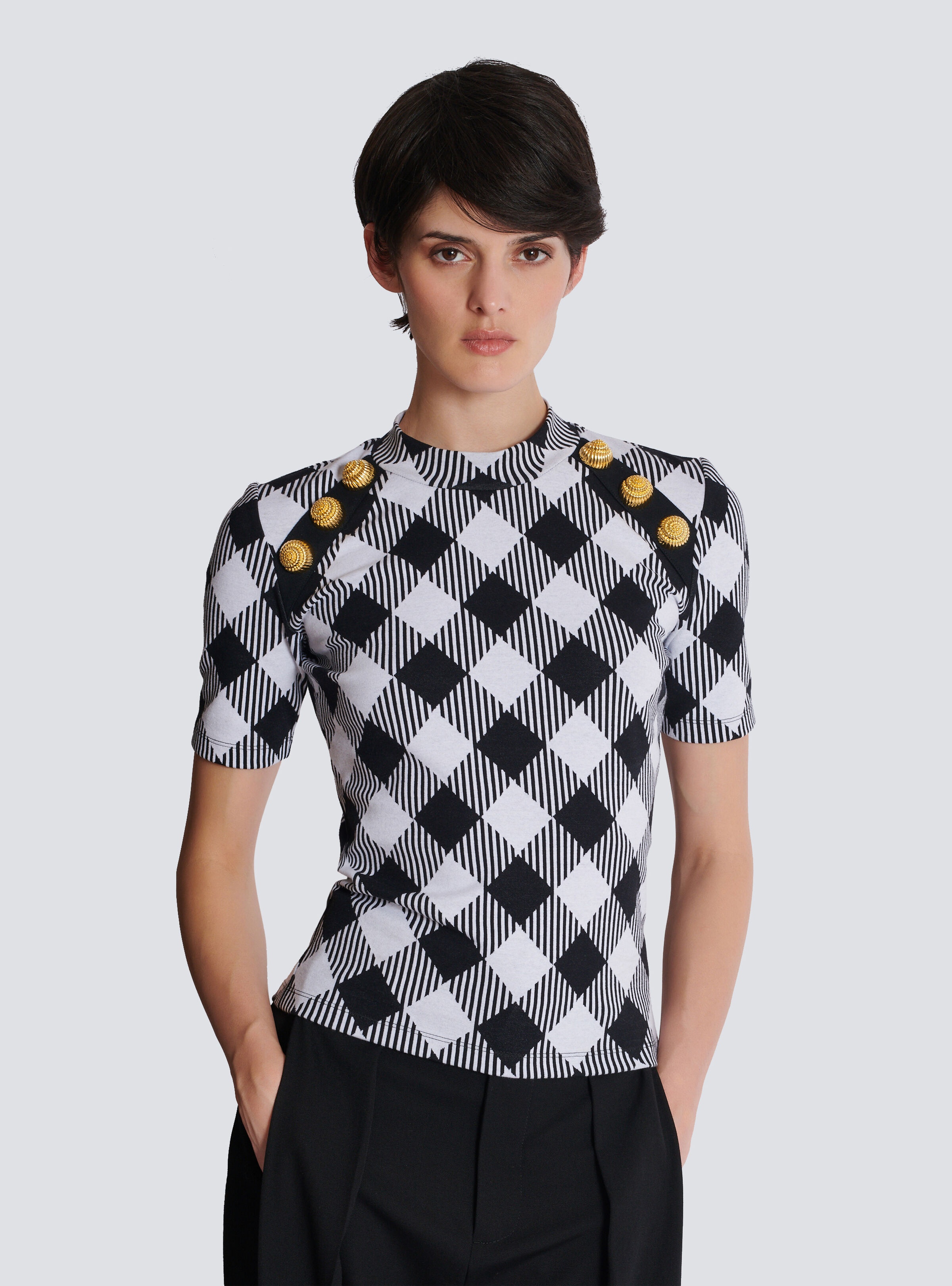 Gingham button T-shirt - 6