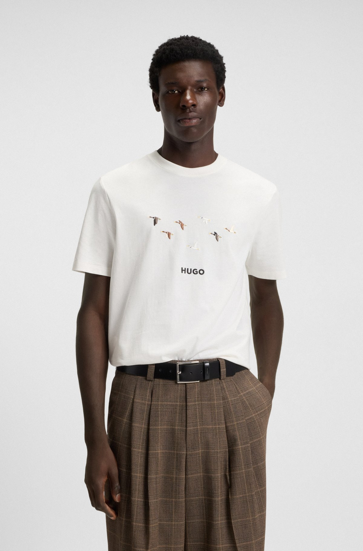COTTON JERSEY T-SHIRT WITH CURVED EMBROIDERED LOGO - 2