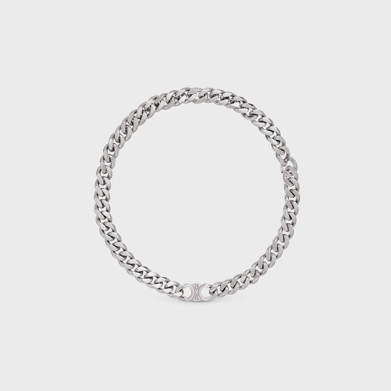 Triomphe Gourmette Necklace in Brass with Rhodium Finish 1