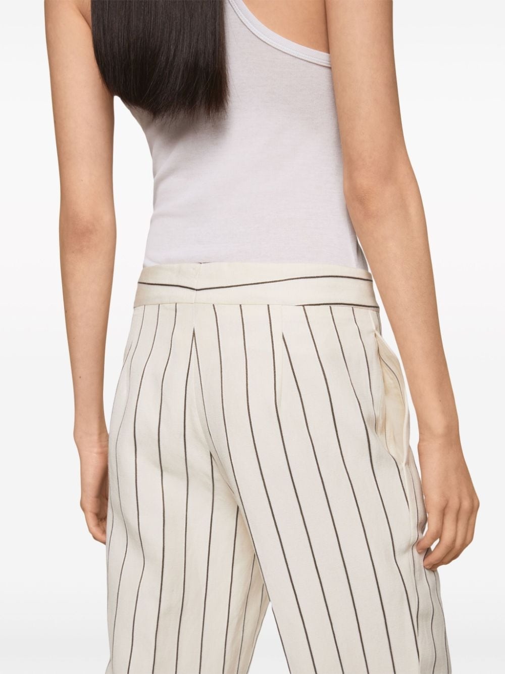 pinstriped mid-rise straight-leg trousers - 4
