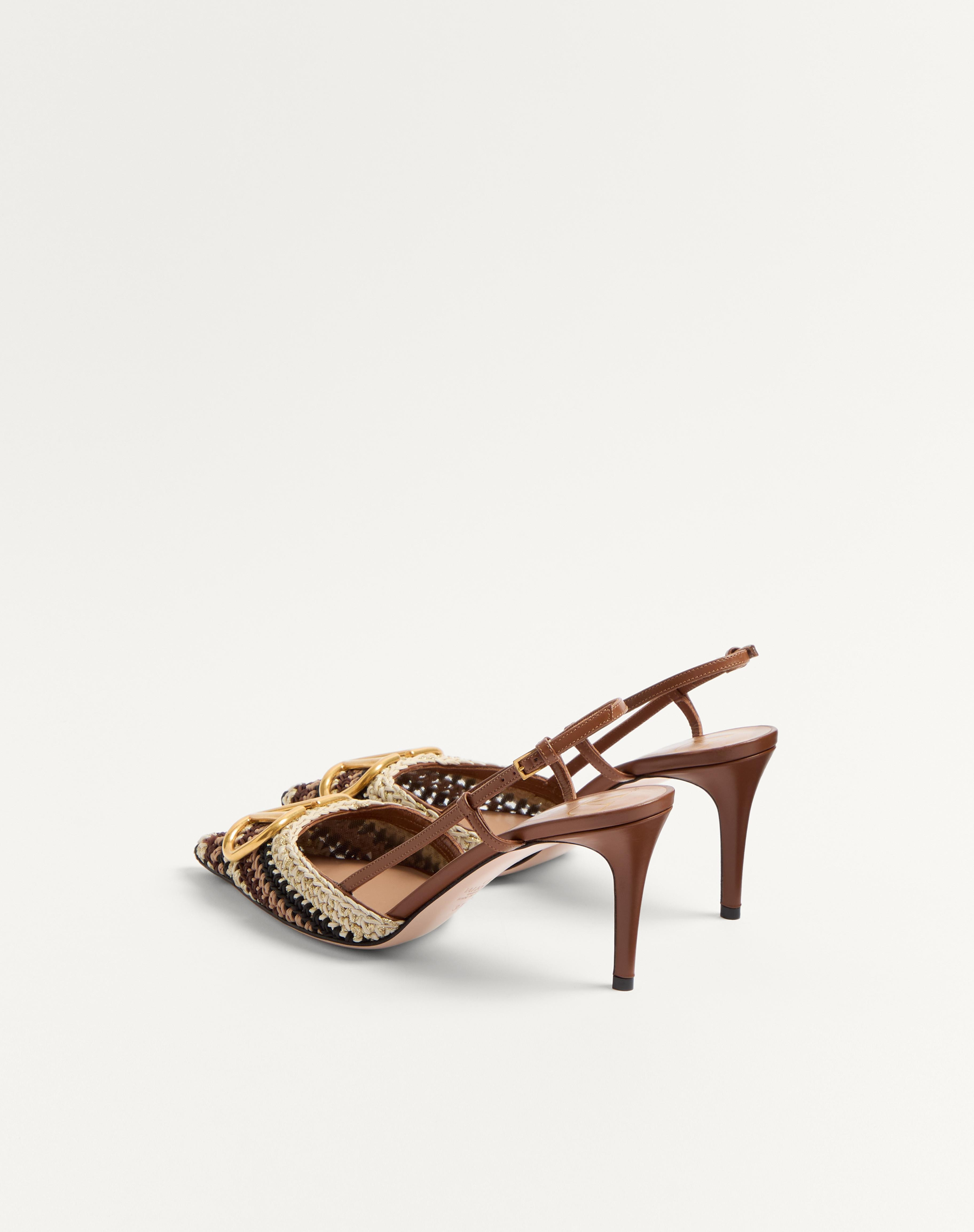VLOGO SIGNATURE SLINGBACK PUMP WITH CROCHET EMBROIDERY 80MM - 5