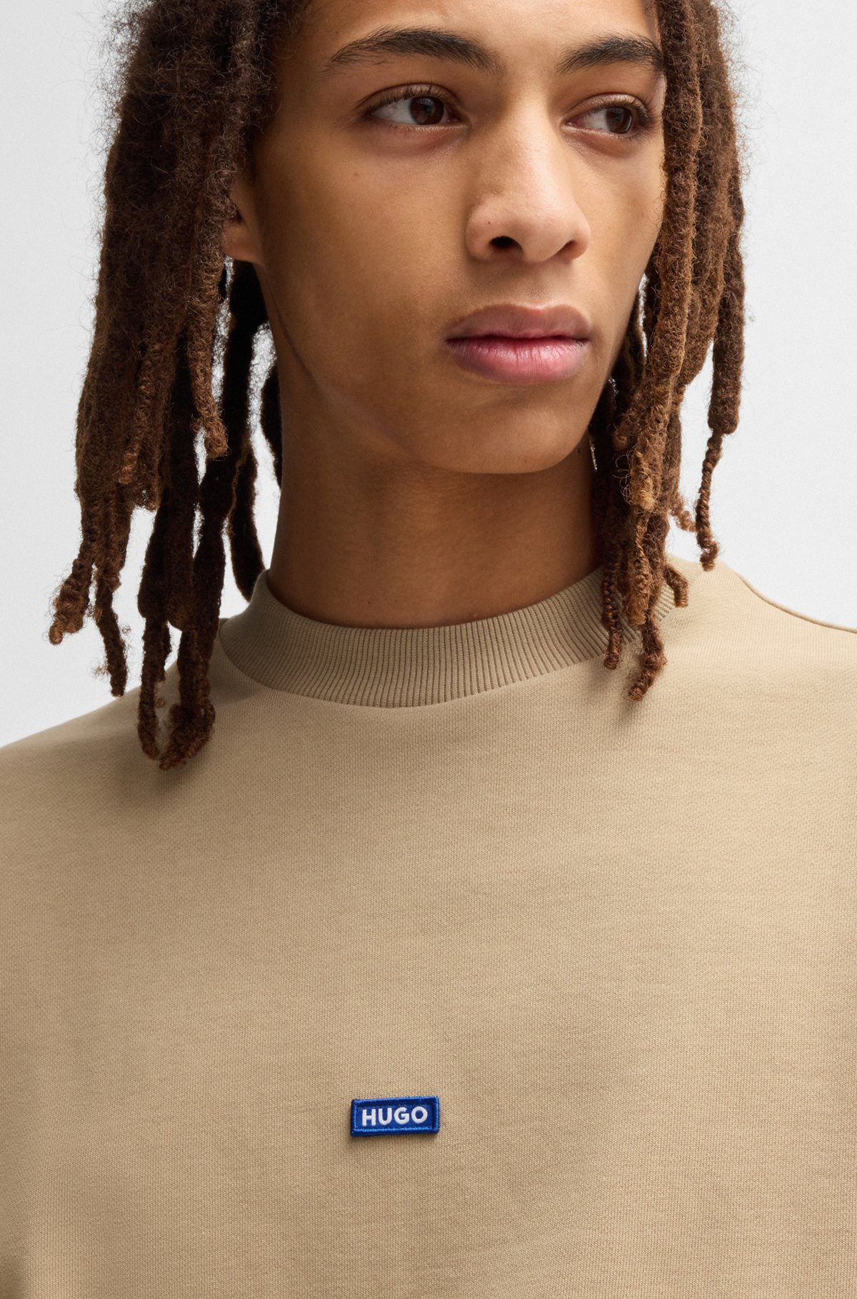 COTTON-TERRY SWEATSHIRT WITH BLUE LOGO LABEL - 3