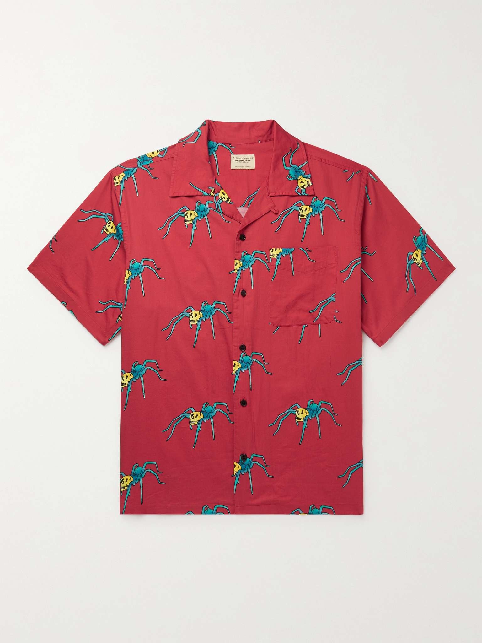 Aron Spiders Convertible-Collar Printed Organic Cotton Shirt - 1