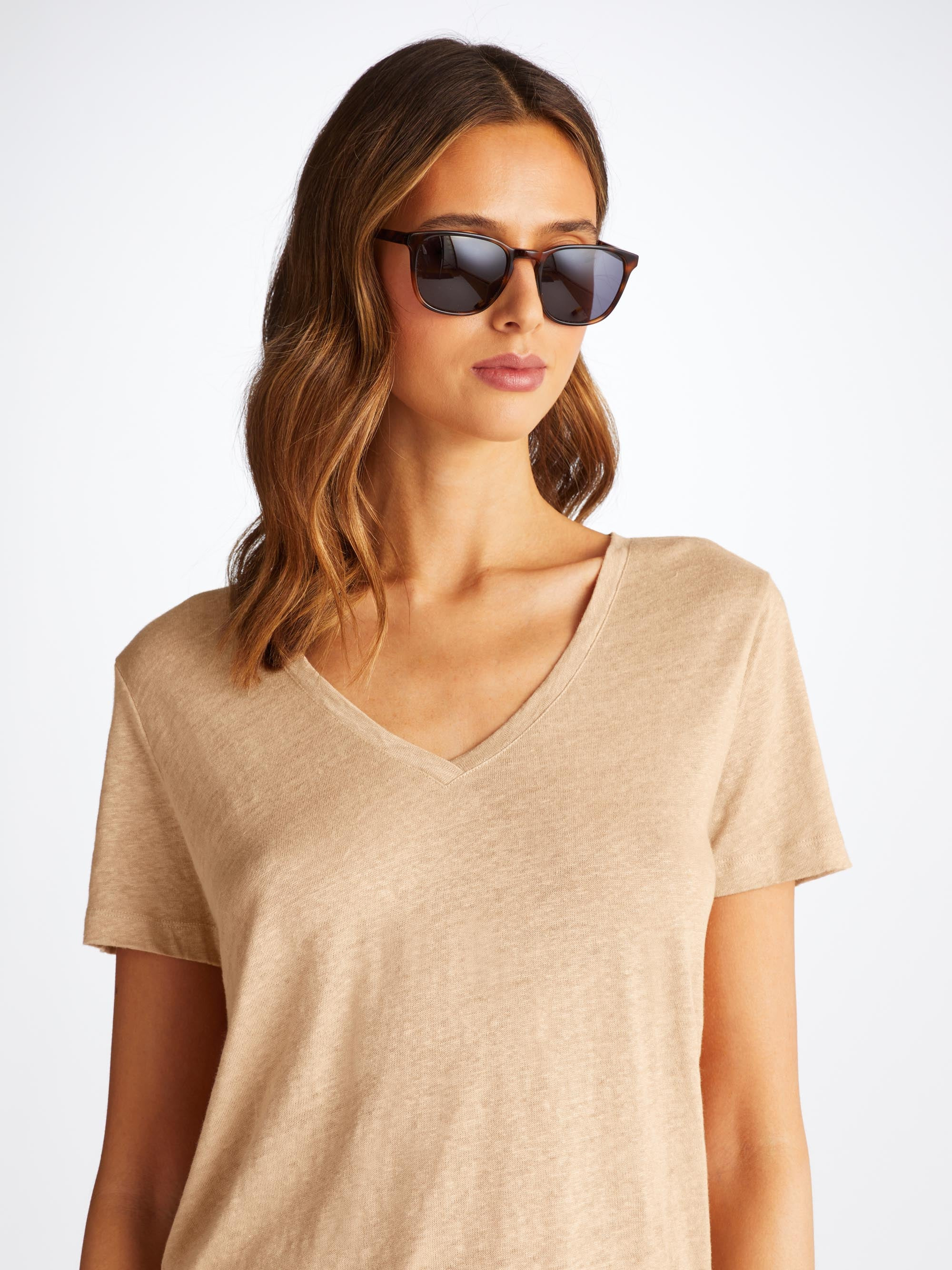 Women's V-Neck T-Shirt Jordan Linen Sand - 2