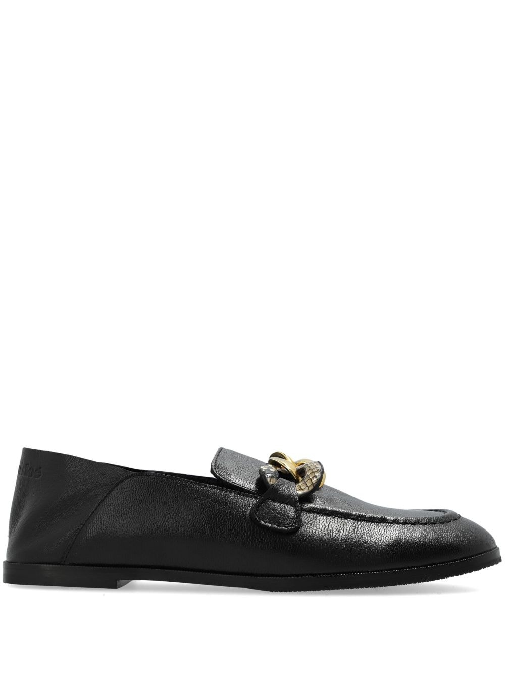 gold detailed leather loafers - 1